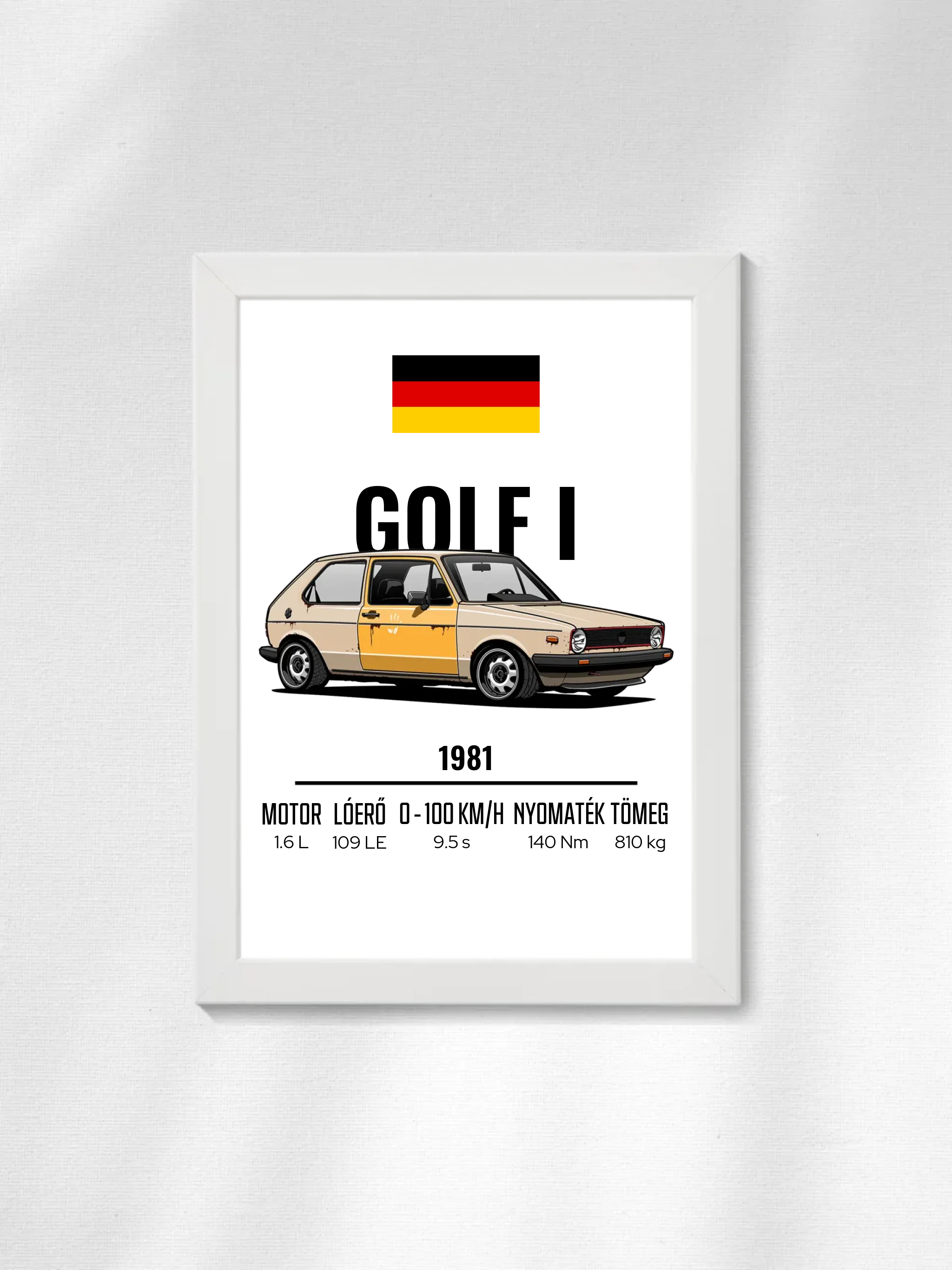 Autó illusztráció - Golf I 65. - Falikép