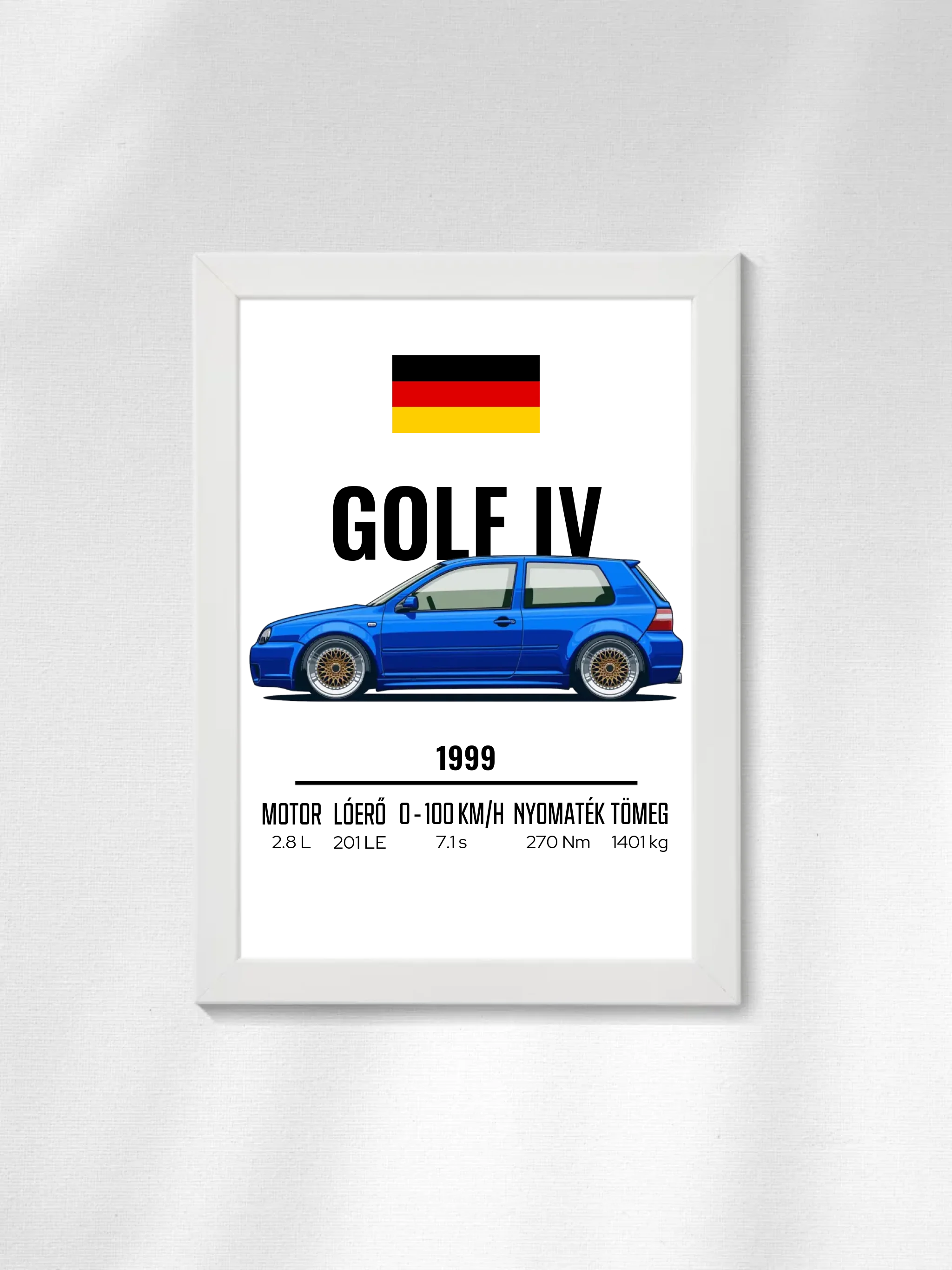 Autó illusztráció - Golf IV 66. - Falikép