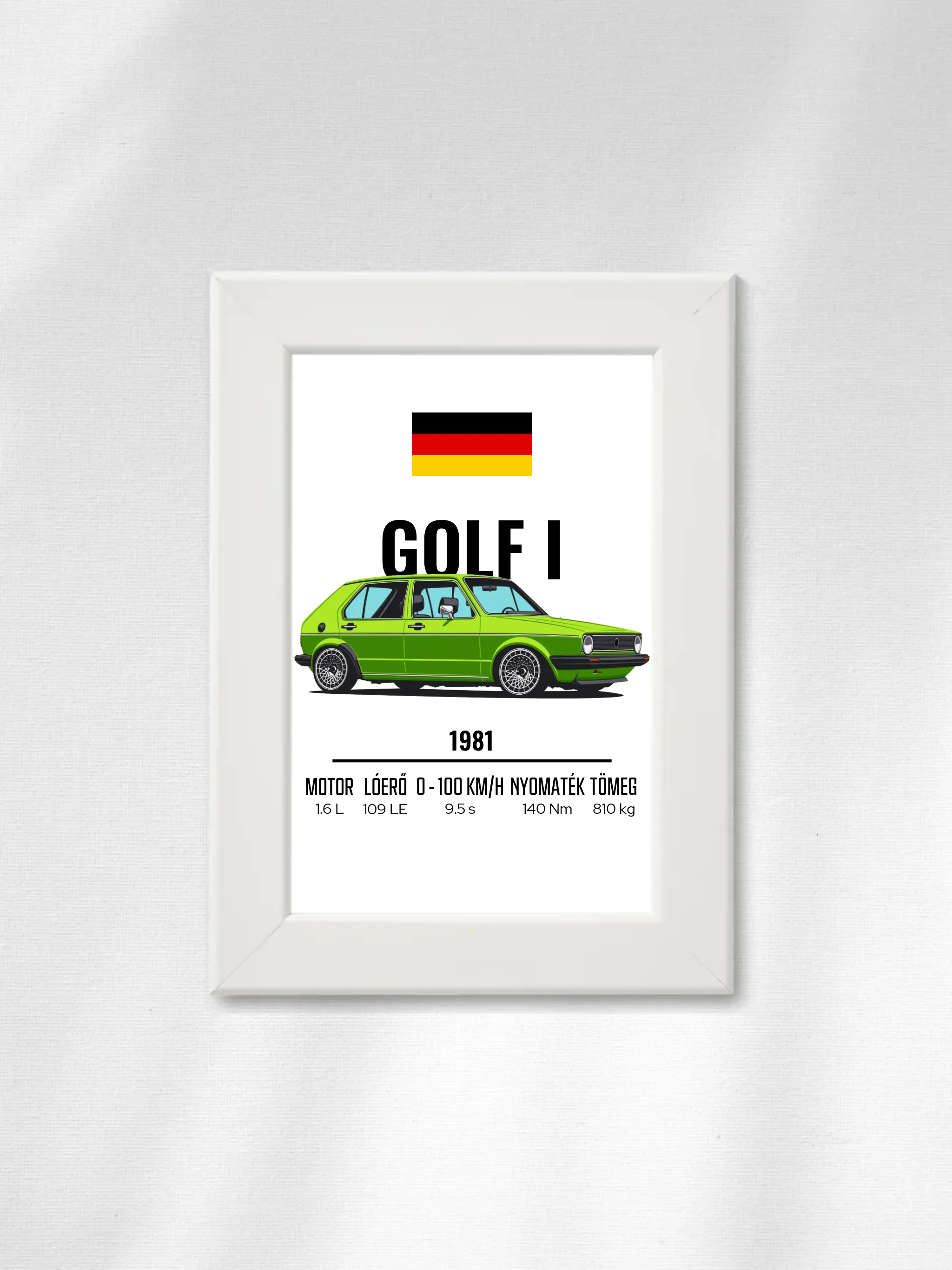 Autó illusztráció - Golf I 67. - Falikép
