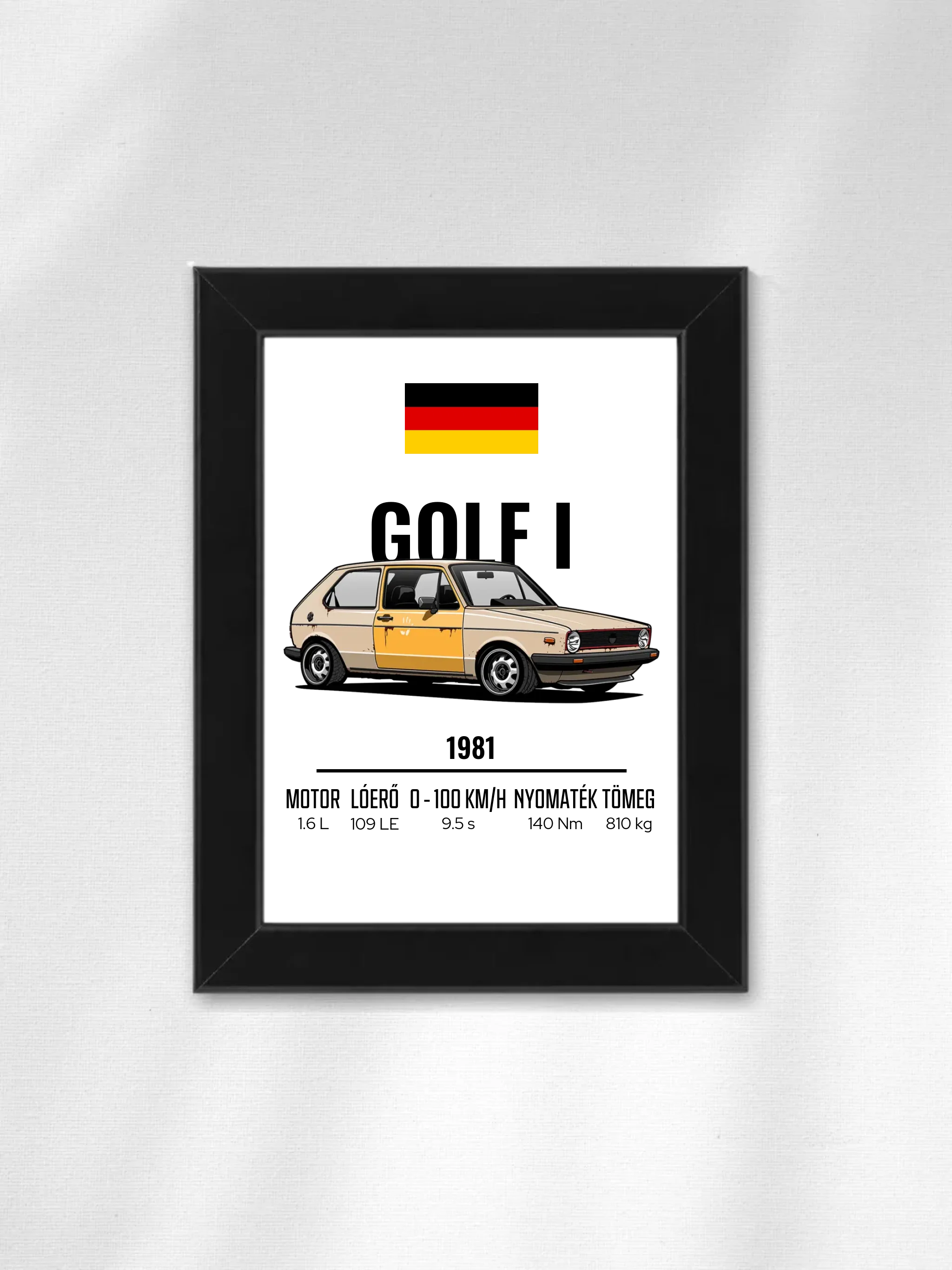 Autó illusztráció - Golf I 65. - Falikép
