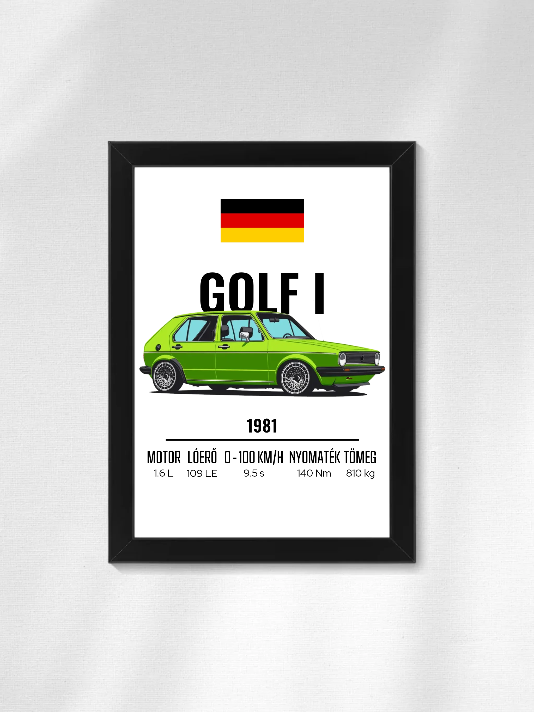 Autó illusztráció - Golf I 67. - Falikép