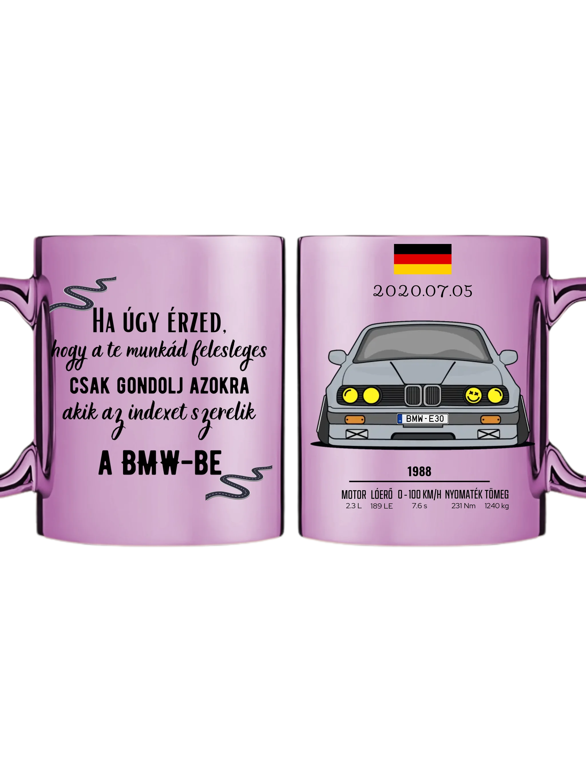 Rózsaszín metál bögre kettős