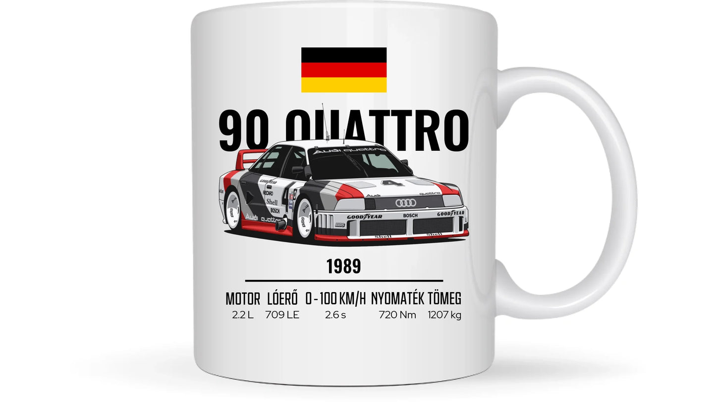 Autó illusztráció - 90 Quattro 20. - Egyedi személyre szabható bögre