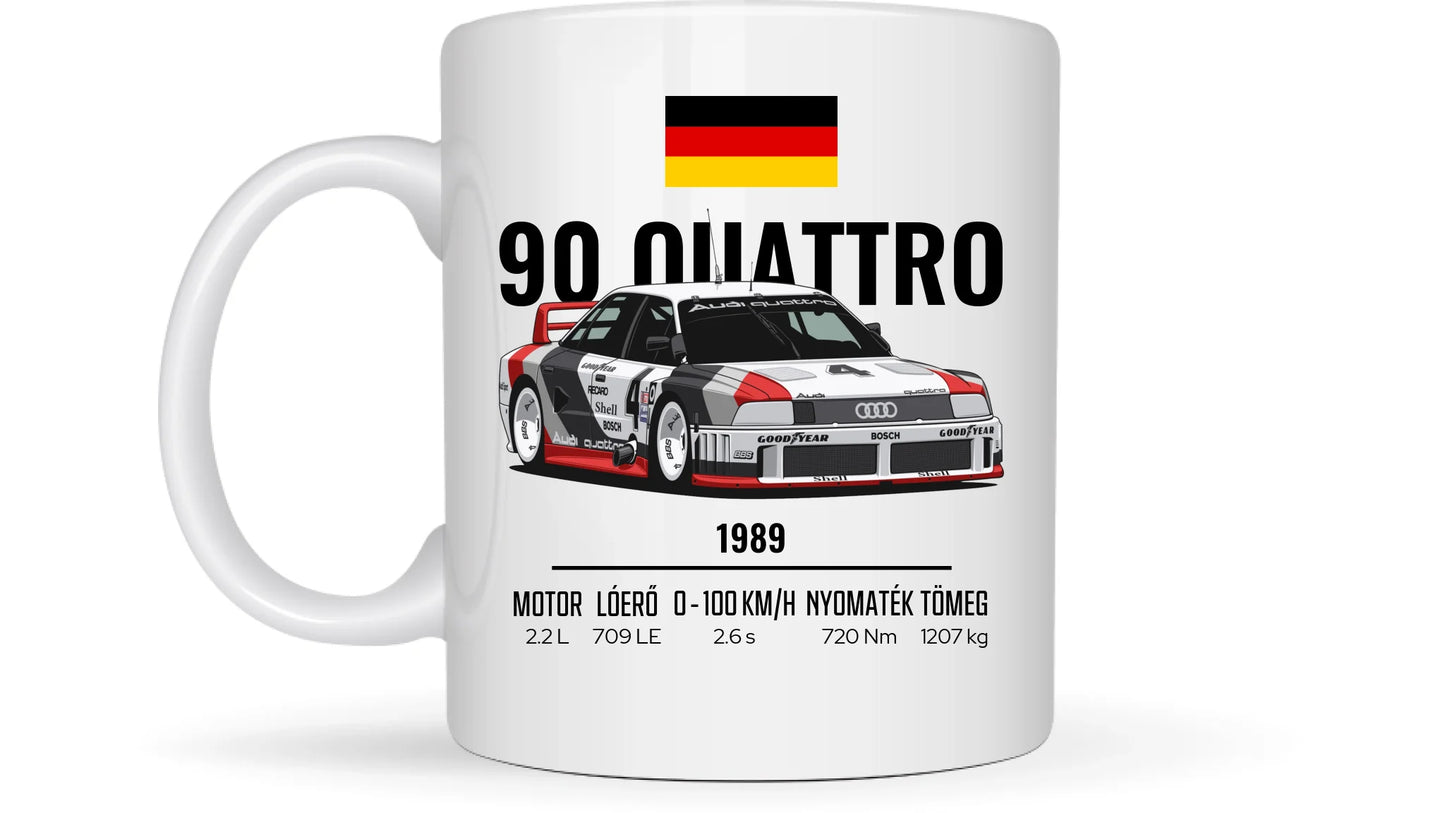 Autó illusztráció - 90 Quattro 20. - Egyedi személyre szabható bögre
