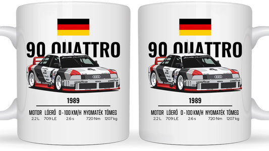 Autó illusztráció - 90 Quattro 20. - Egyedi személyre szabható bögre