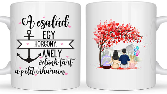 Családi pillanat a fa alatt - Egyedi személyre szabott bögre