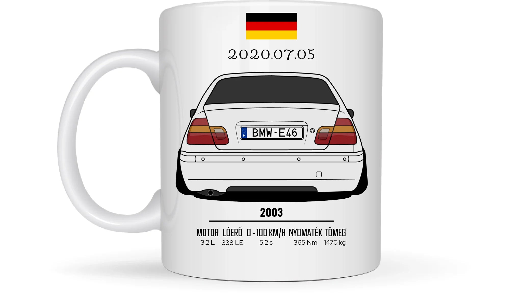 E46 - Egyedi személyre szabható autós bögre