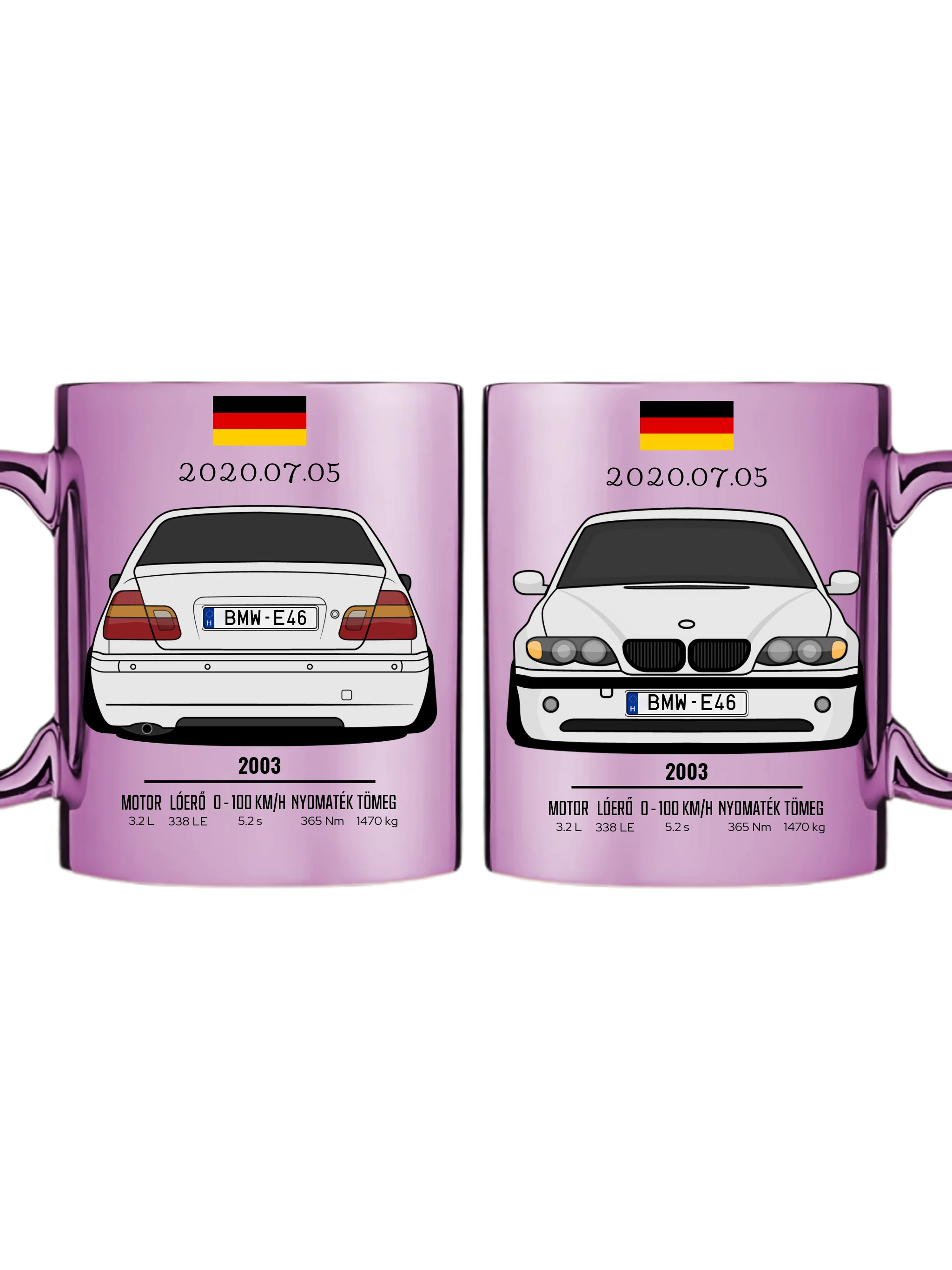 Rózsaszín metál bögre kettős