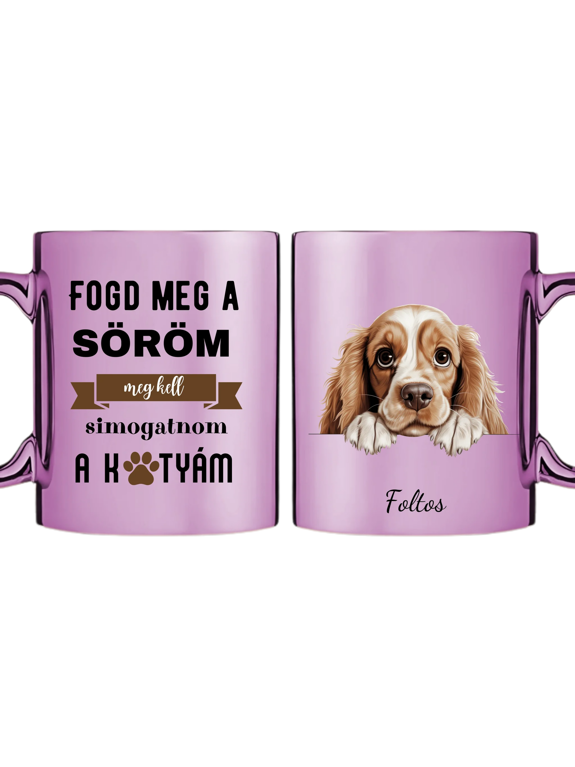 Rózsaszín metál bögre kettős