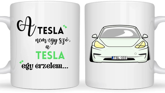 Tesla Model 3 - Egyedi személyre szabható bögre