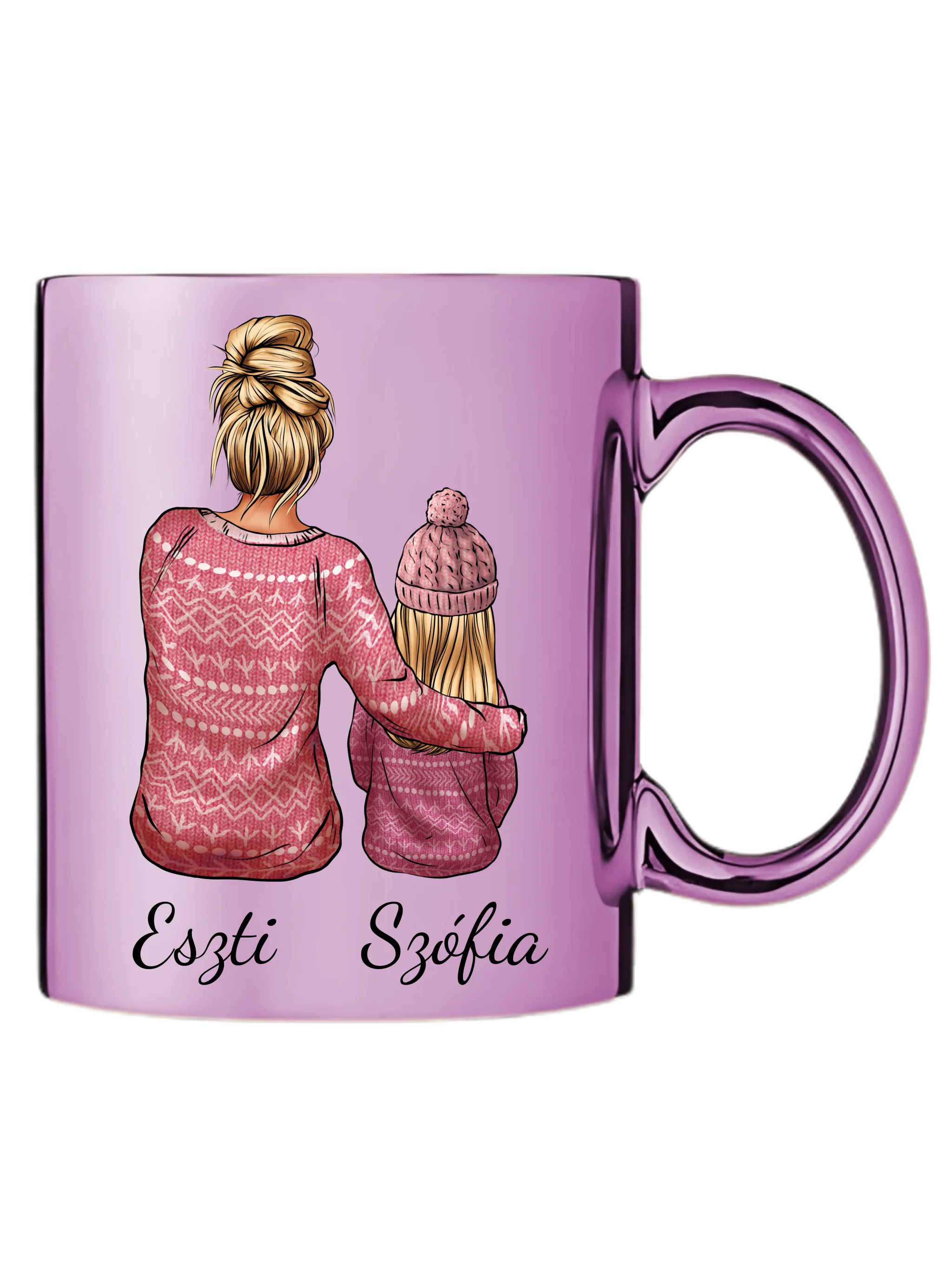 Rózsaszín metál bögre jobb oldal