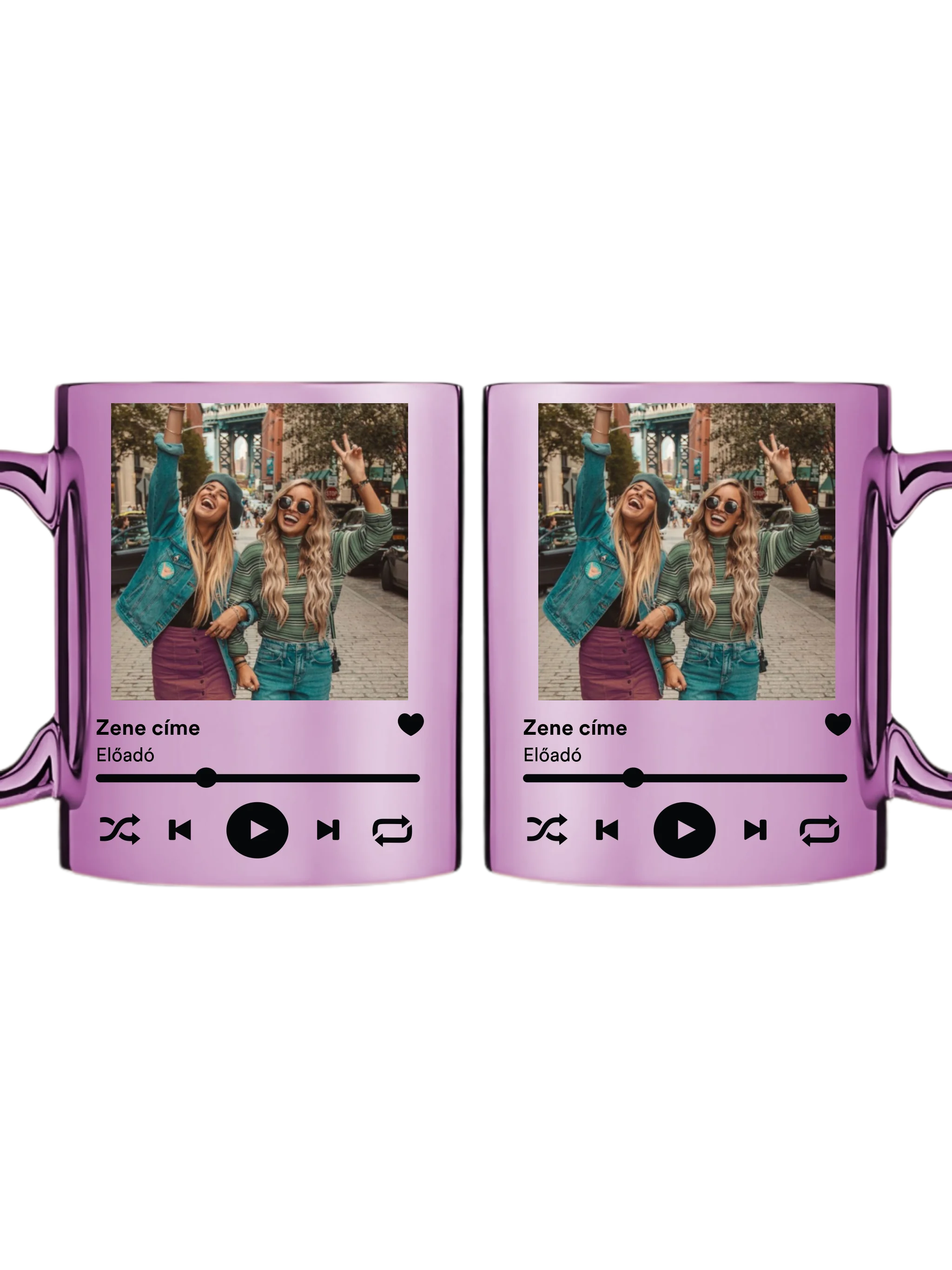 Rózsaszín metál bögre kettős