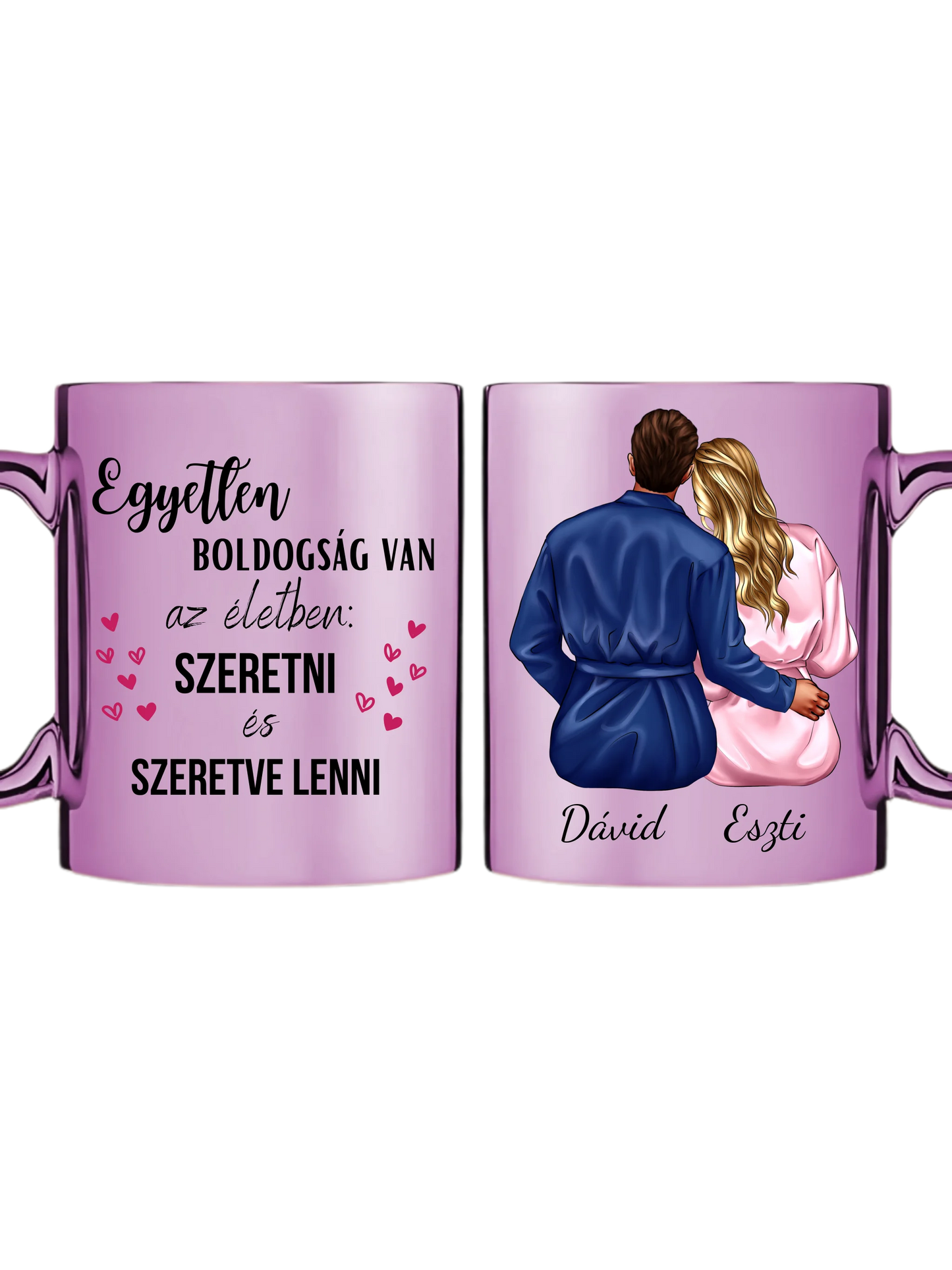 Rózsaszín metál bögre kettős