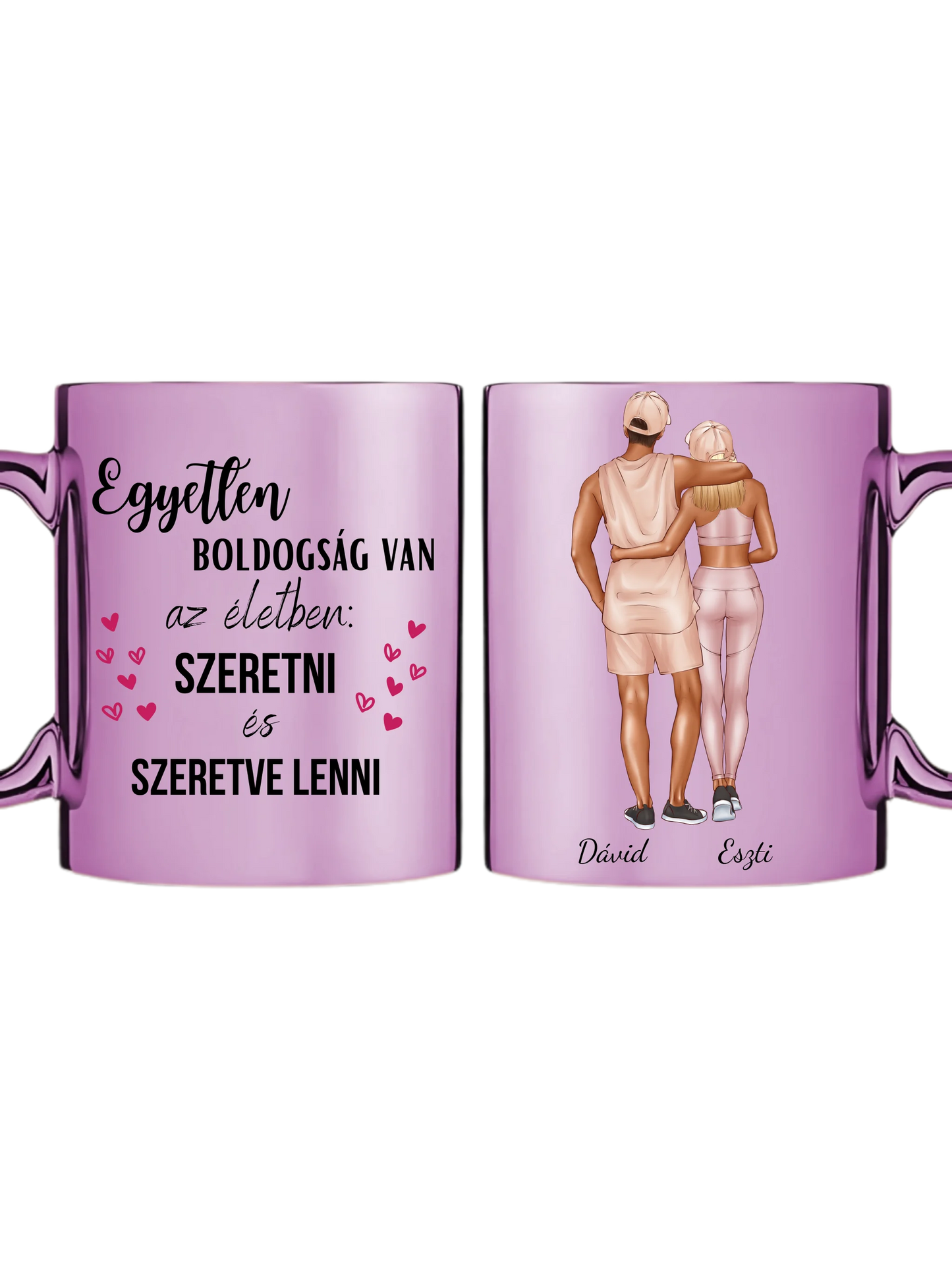 Rózsaszín metál bögre kettős