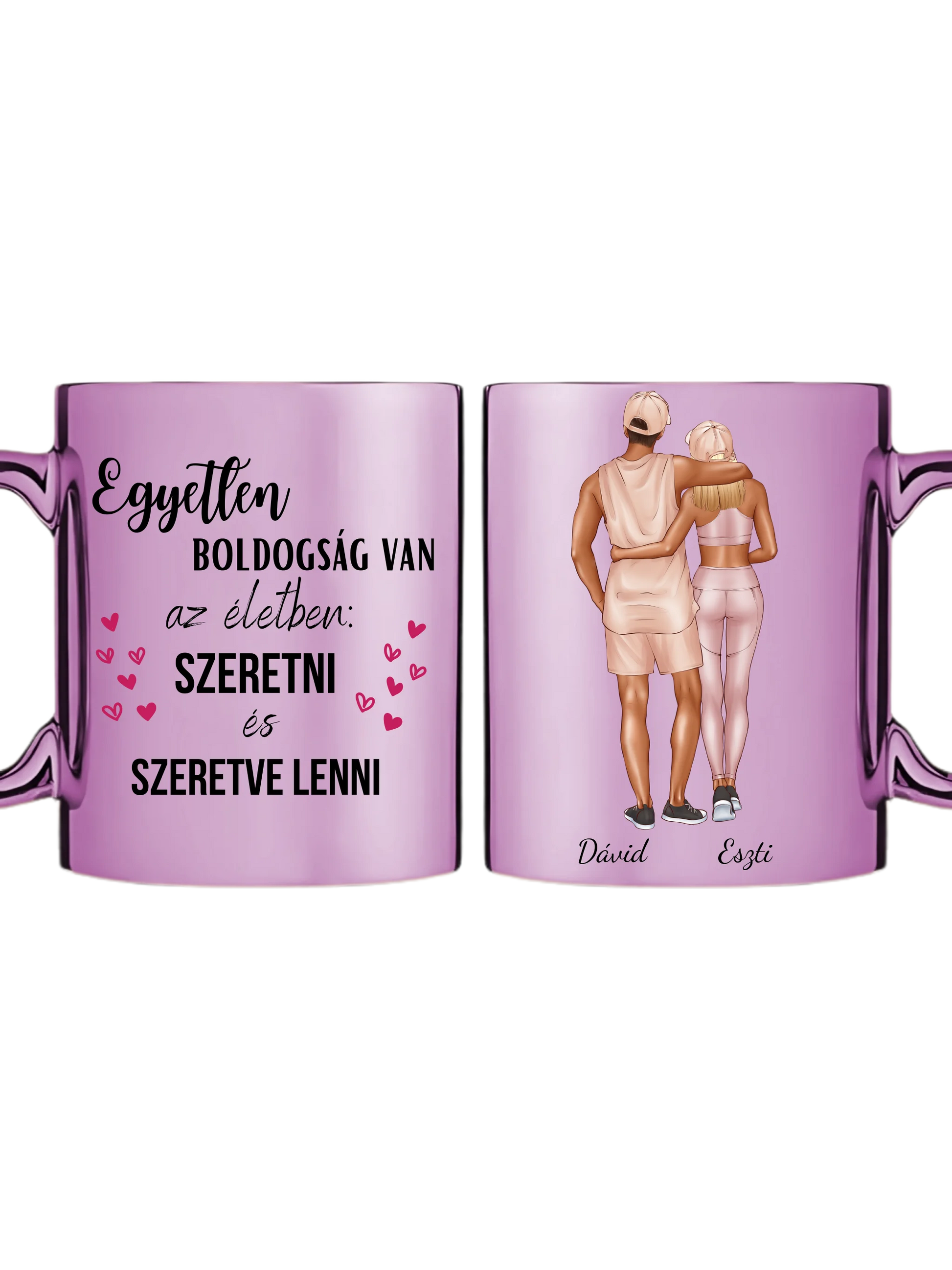 Rózsaszín metál bögre kettős