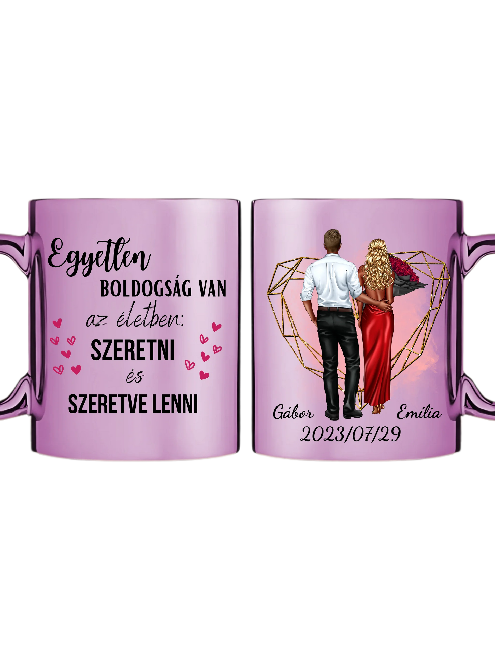Rózsaszín metál bögre kettős