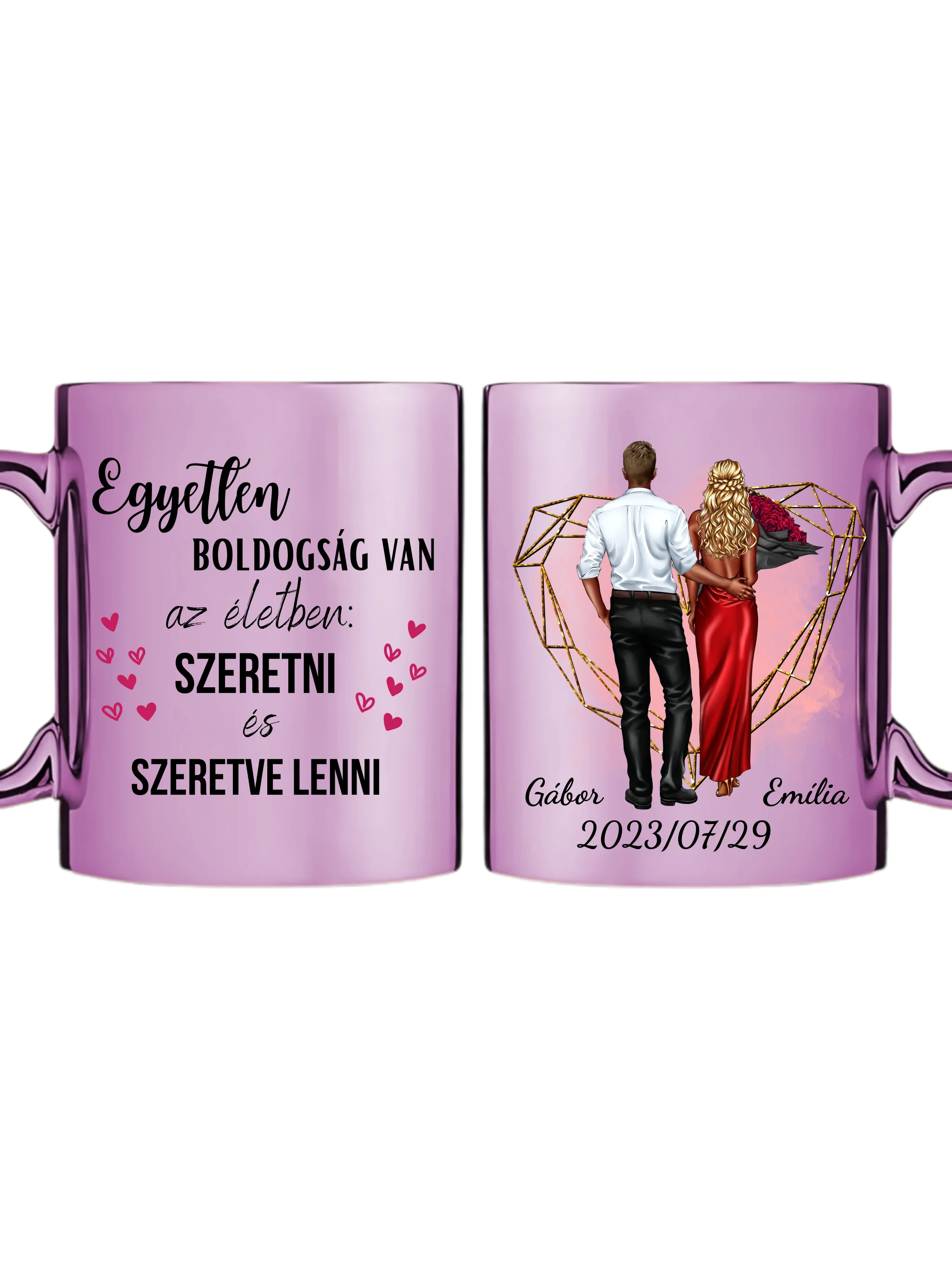 Rózsaszín metál bögre kettős