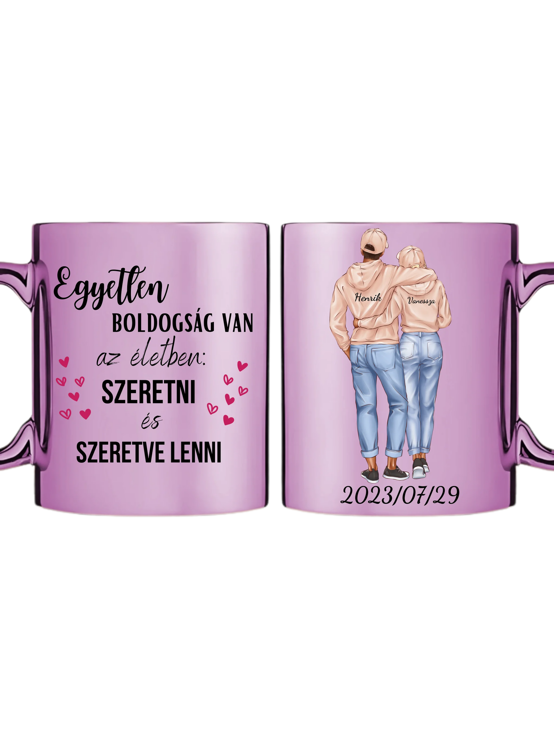 Rózsaszín metál bögre kettős