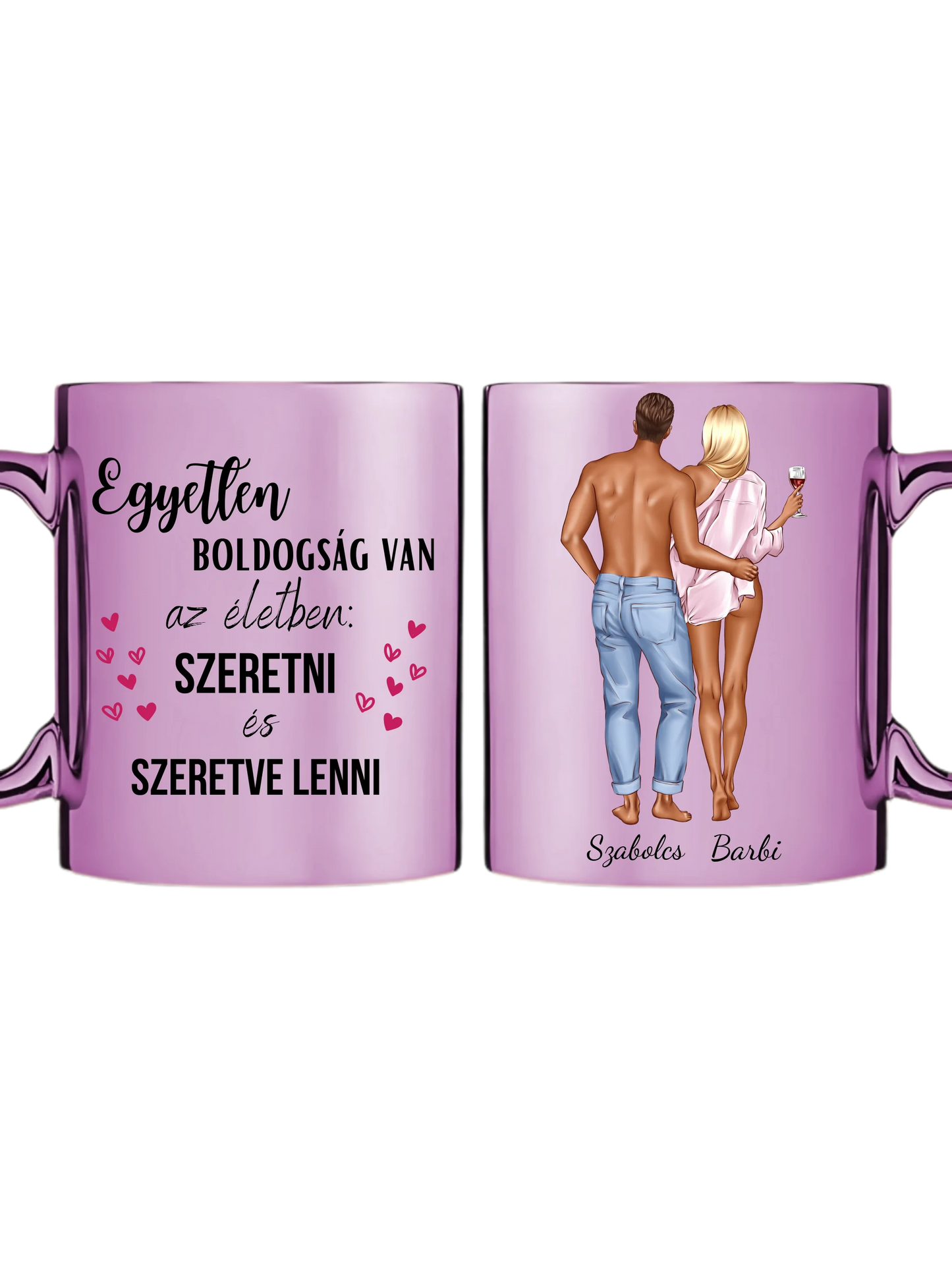 Rózsaszín metál bögre kettős