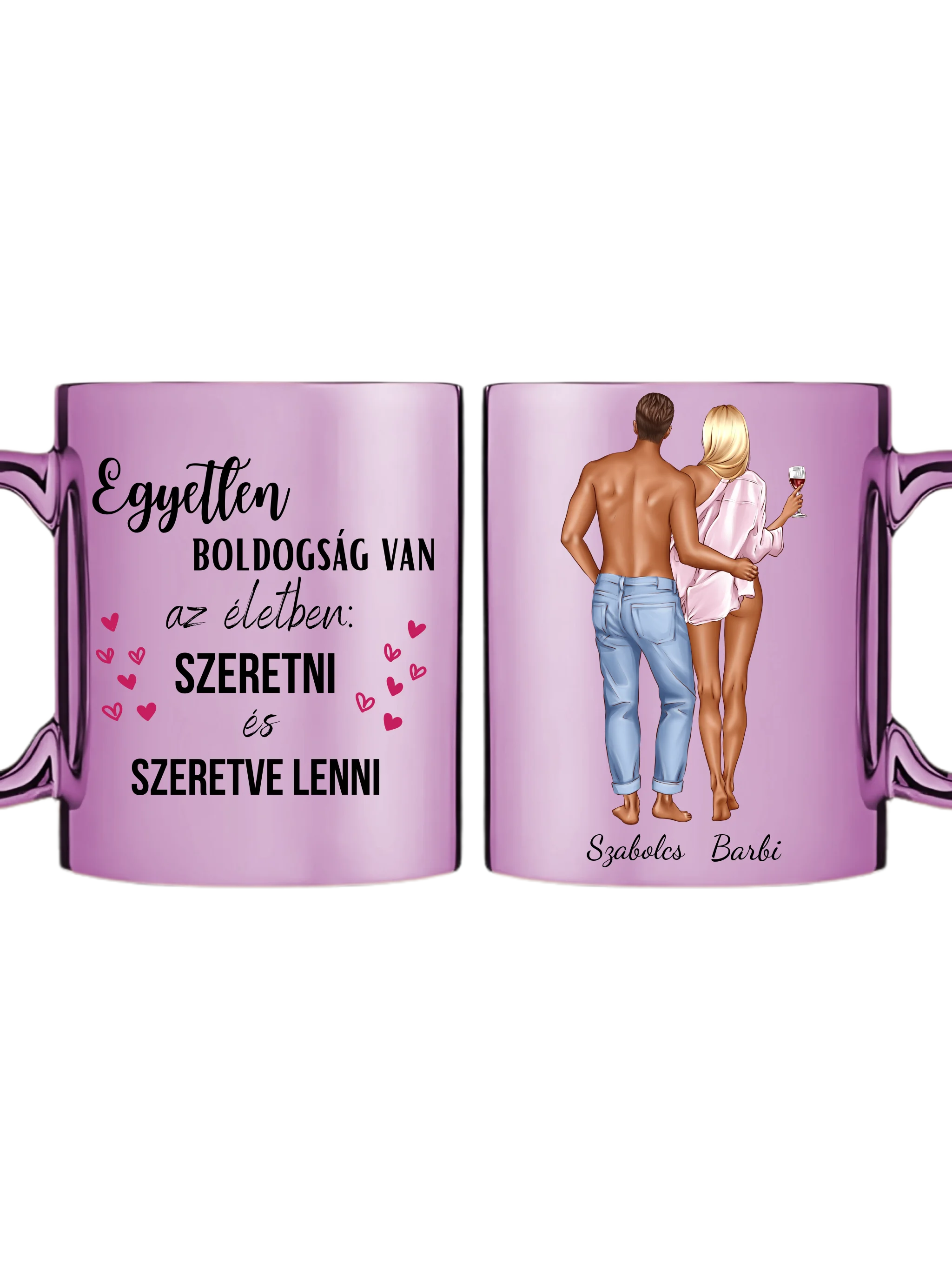 Rózsaszín metál bögre kettős