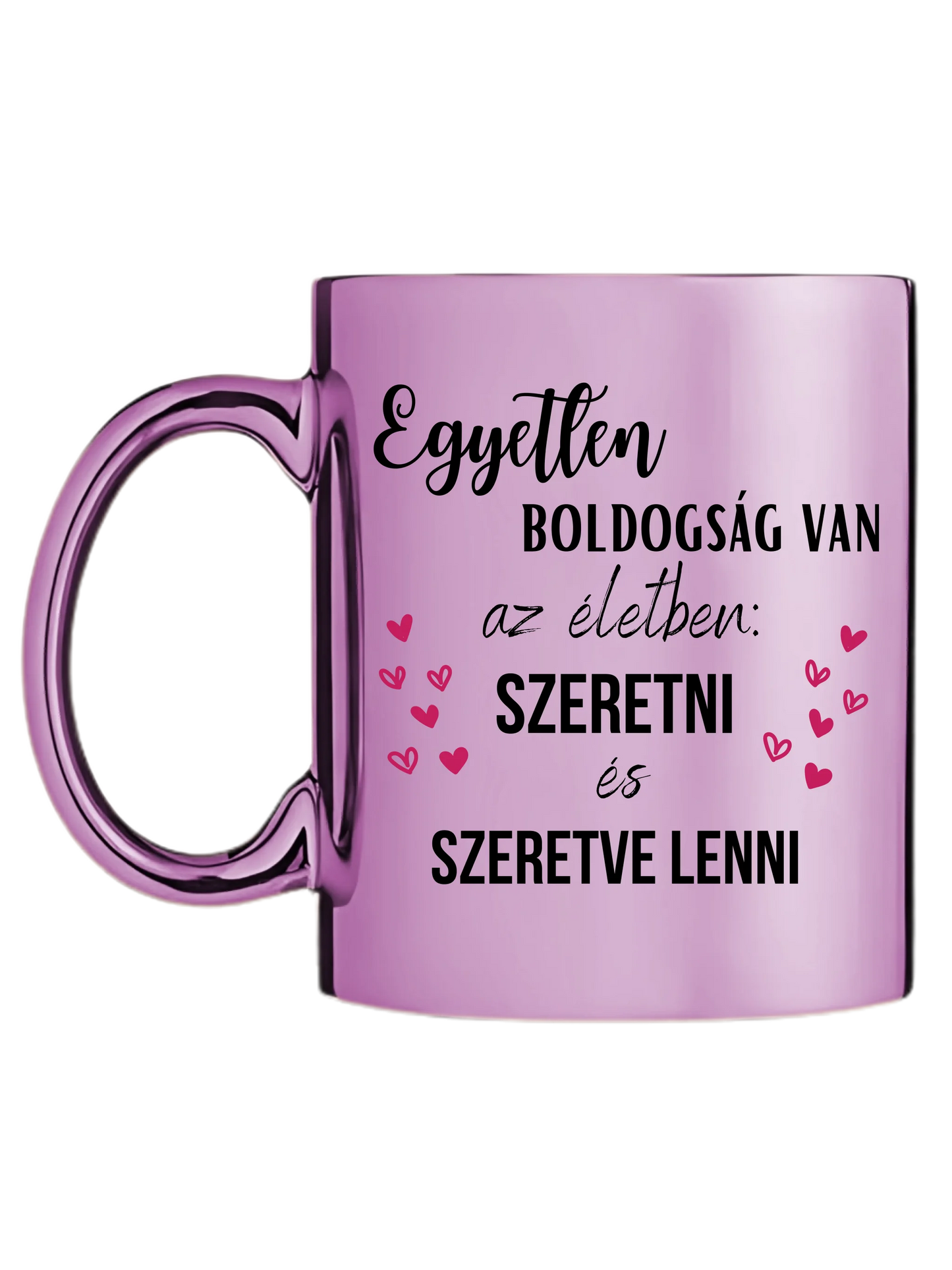 Rózsaszín metál bögre bal oldal