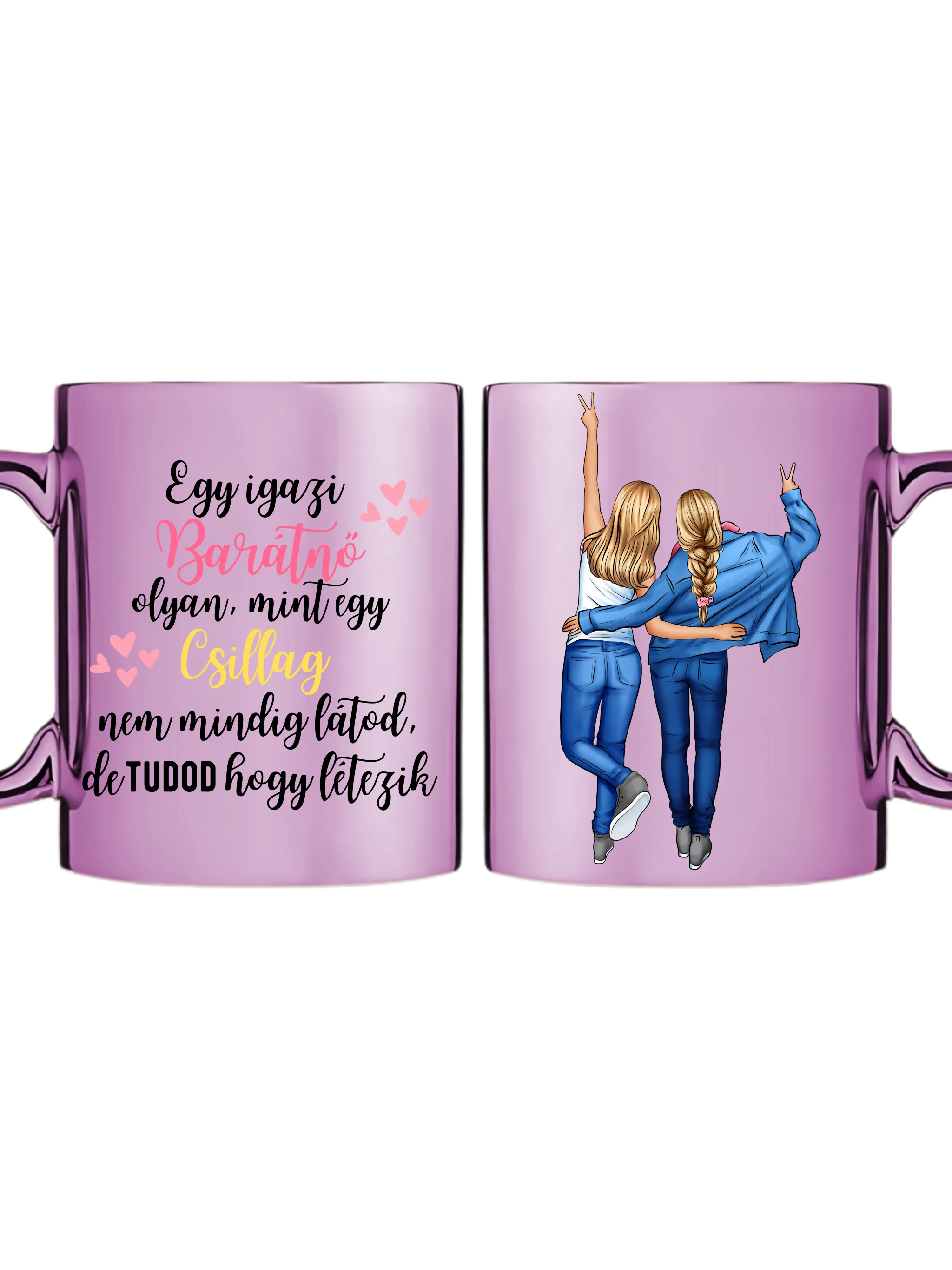 Rózsaszín metál bögre kettős