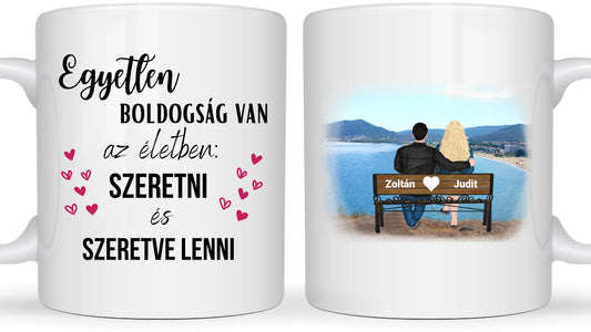 Romantikus pár a padon - Egyedi személyre szabható bögre