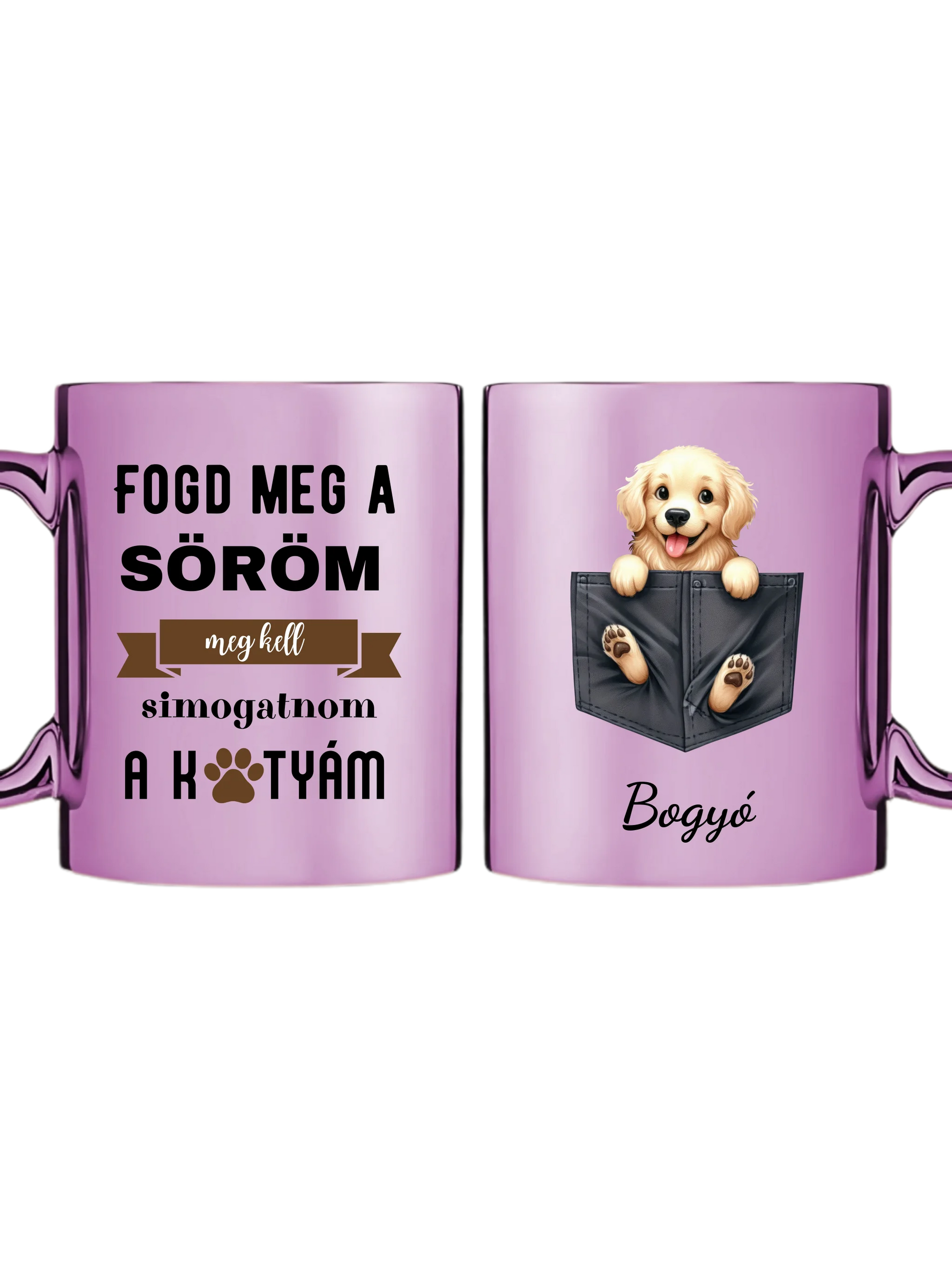 Rózsaszín metál bögre kettős