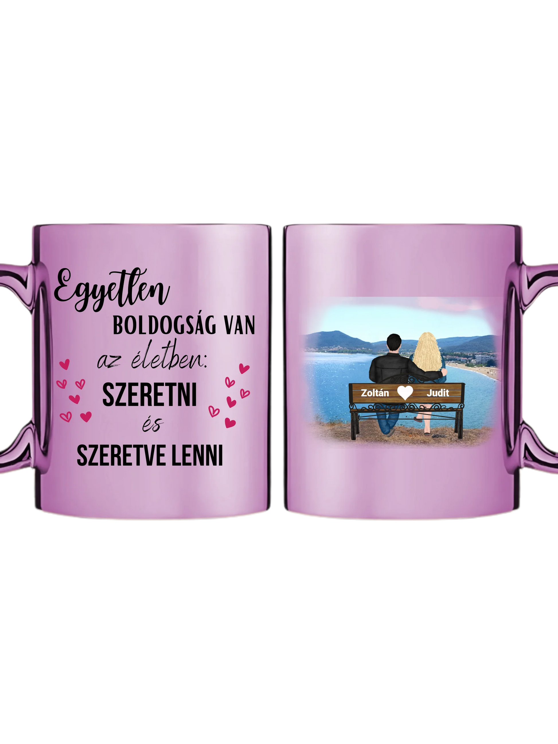 Rózsaszín metál bögre kettős