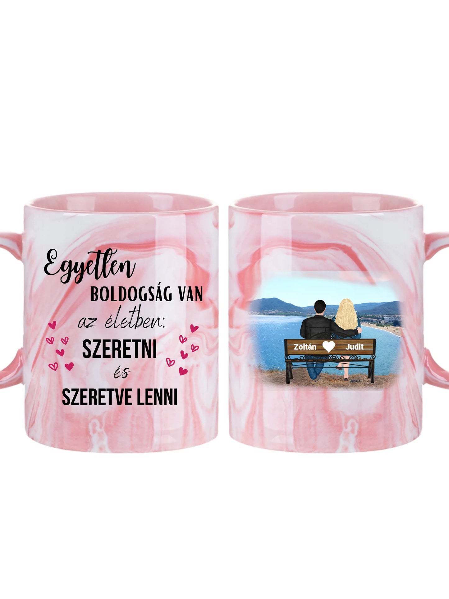 Romantikus pár a padon - Egyedi személyre szabható bögre