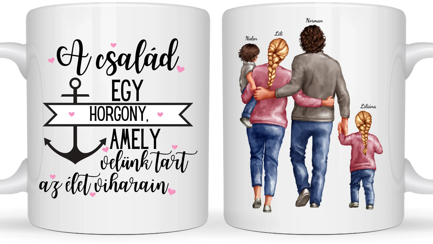 Egyedi bögre a családnak, akár 2 gyermekkel - Egyedi személyre szabható bögre