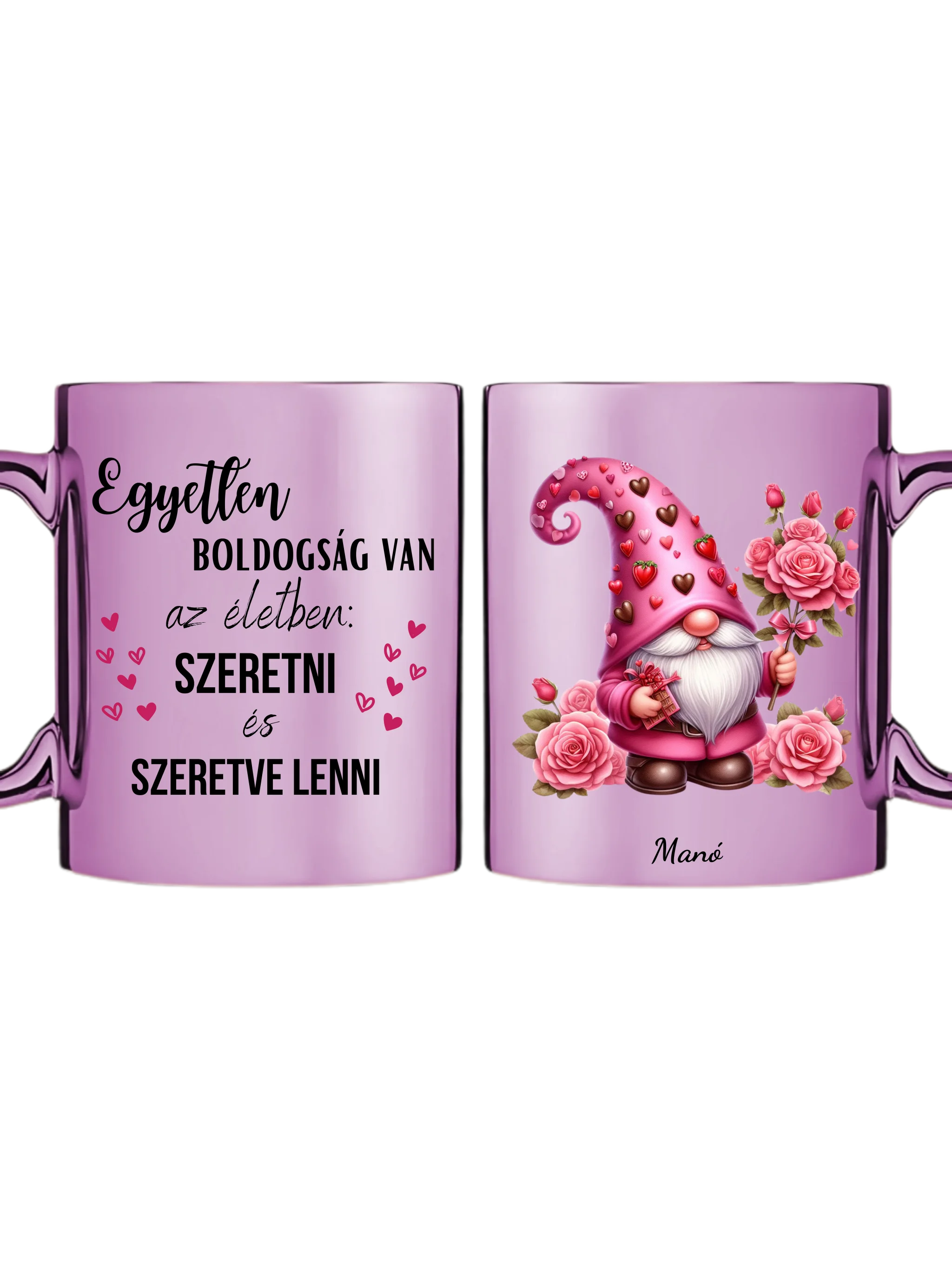 Rózsaszín metál bögre kettős