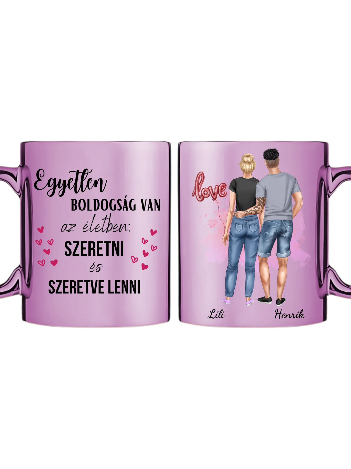 Rózsaszín metál bögre kettős