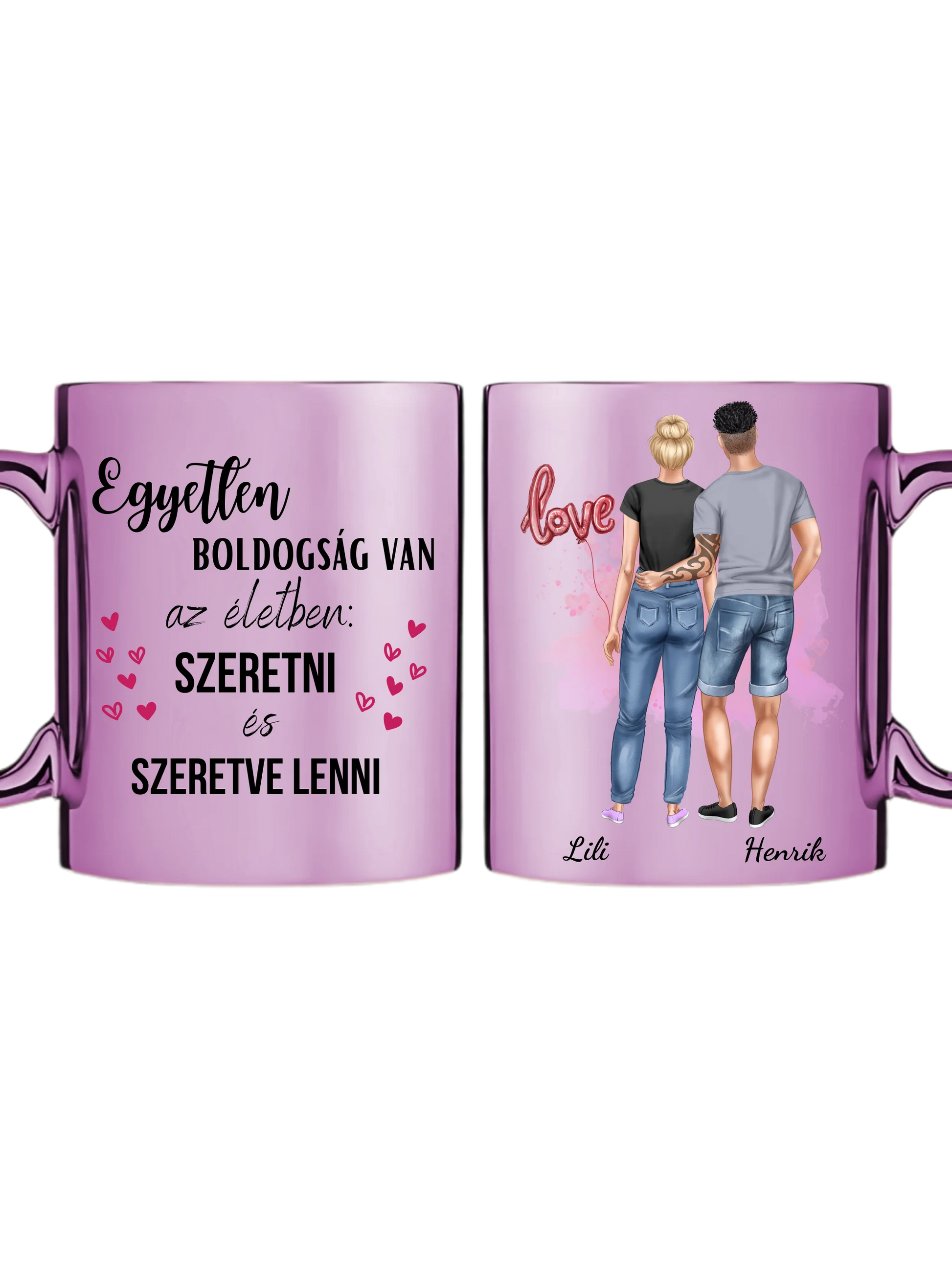 Rózsaszín metál bögre kettős