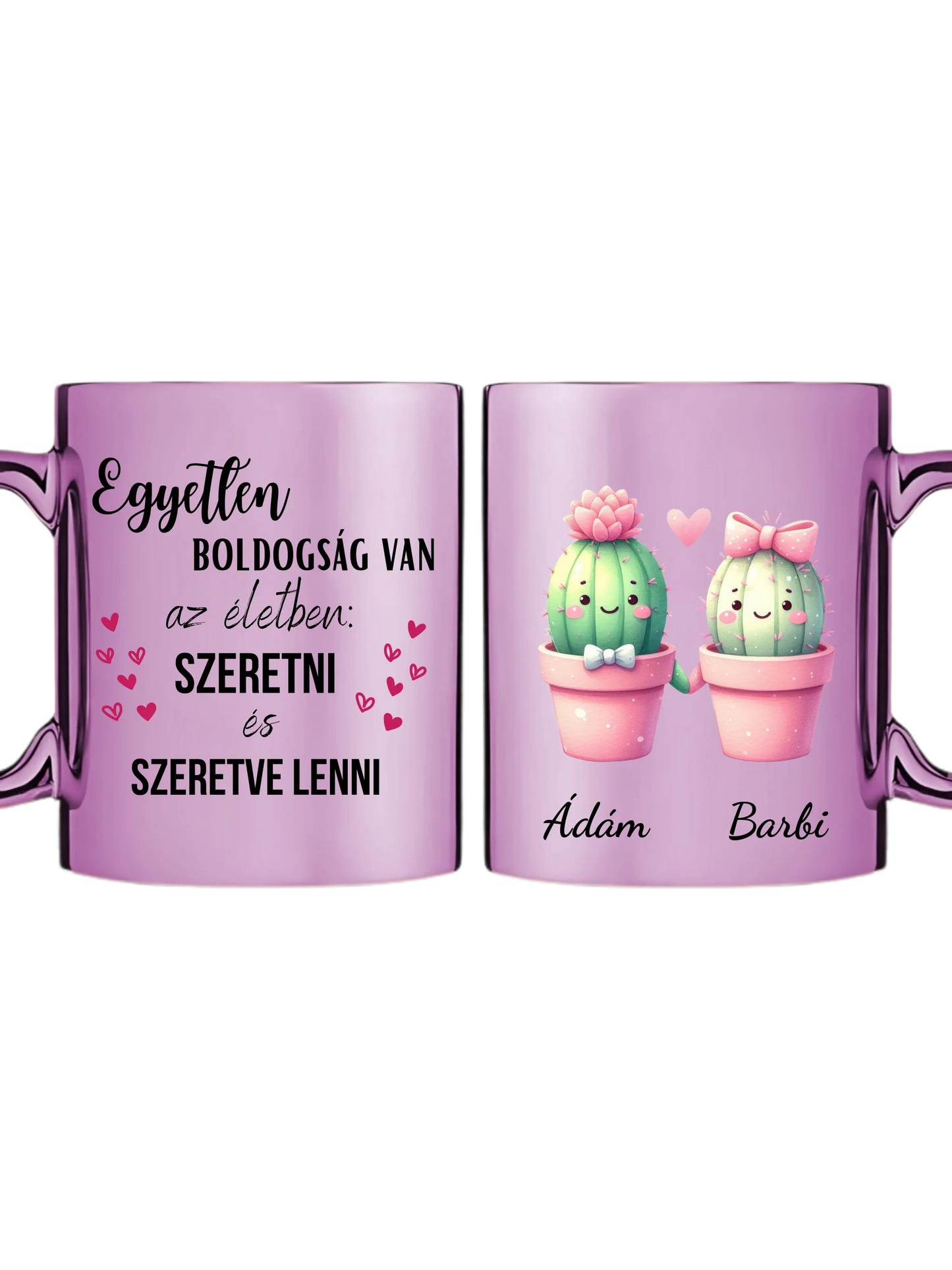 Rózsaszín metál bögre kettős