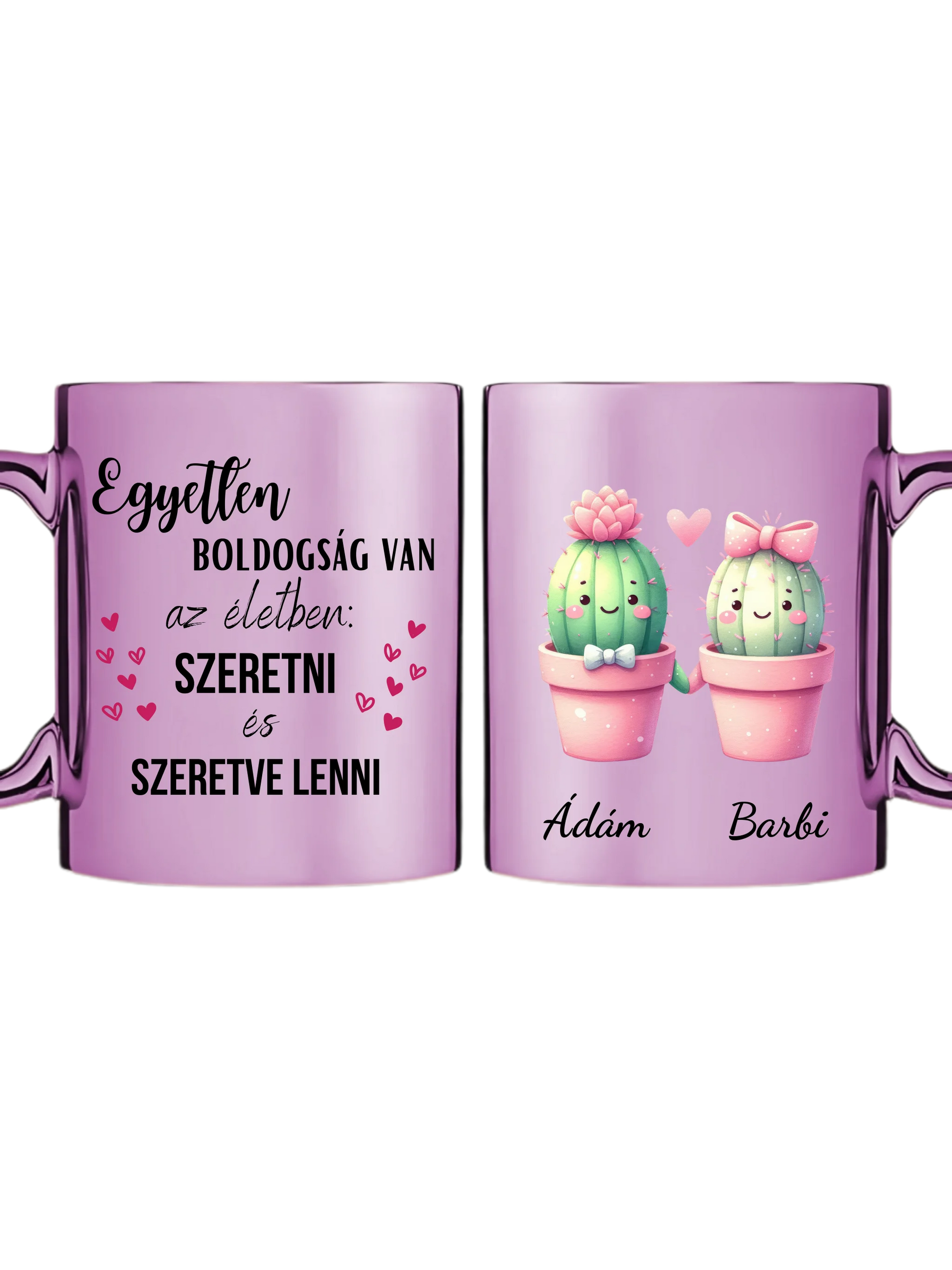 Rózsaszín metál bögre kettős