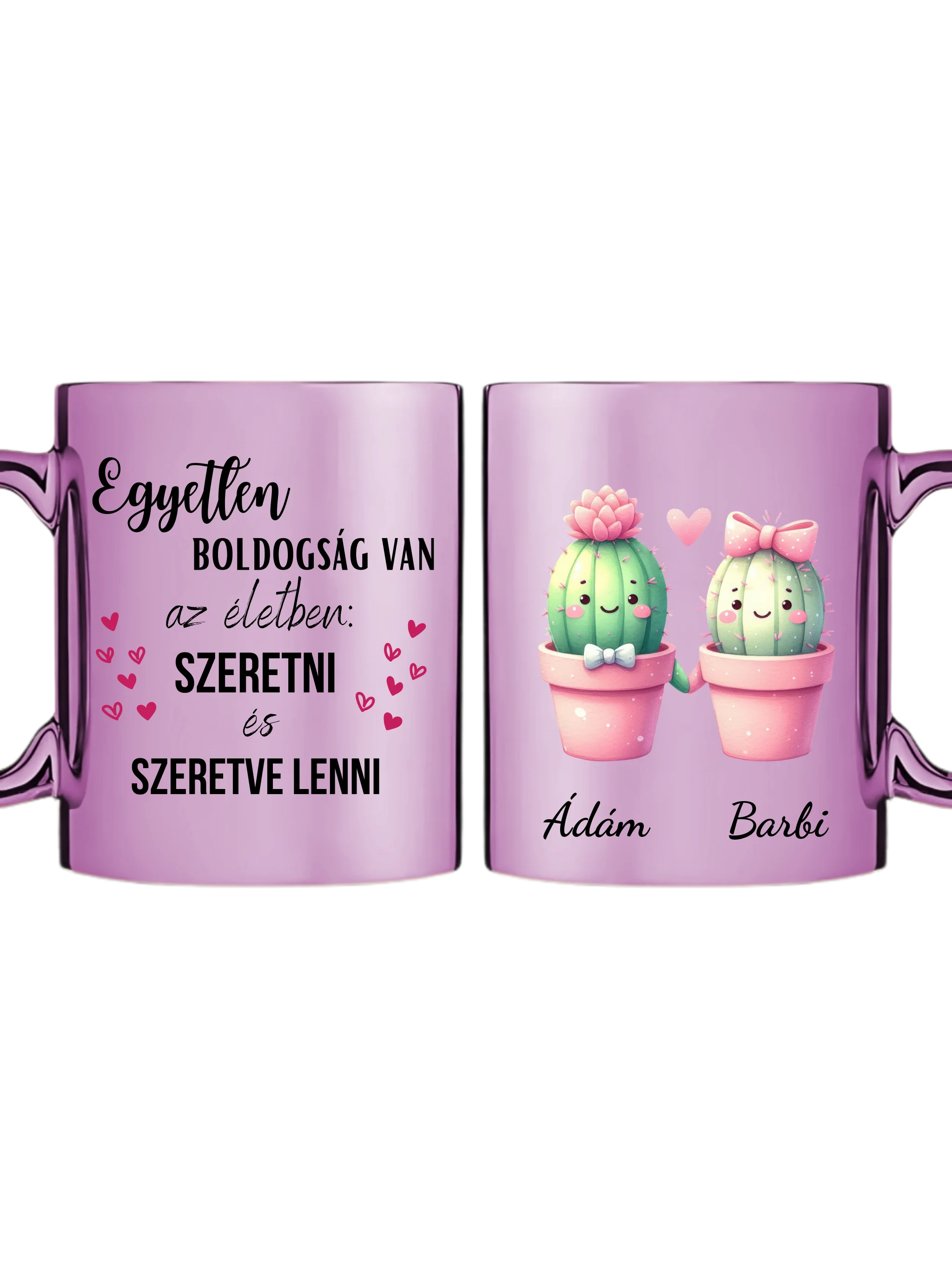 Rózsaszín metál bögre kettős