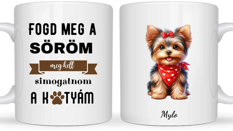 Cuki kutyusok piros kendővel - Egyedi személyre szabható bögre