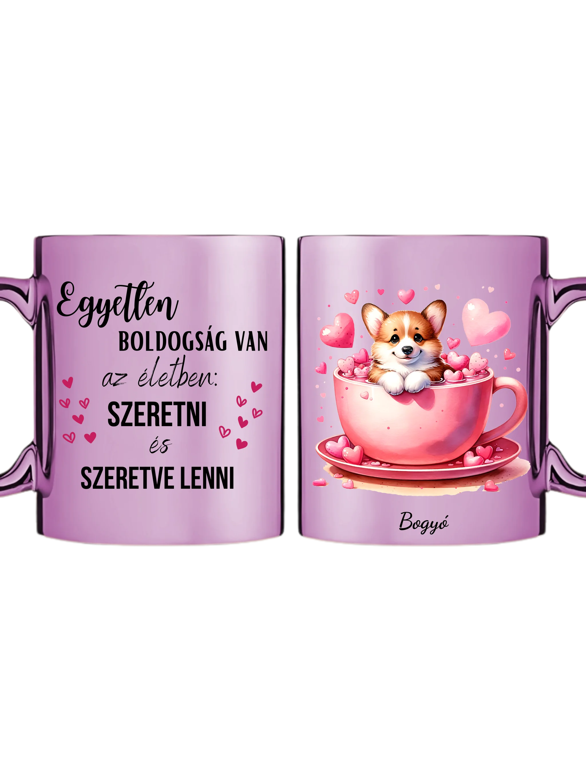 Rózsaszín metál bögre kettős