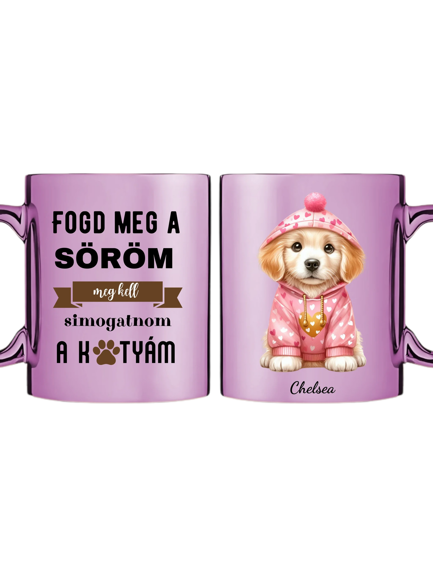 Rózsaszín metál bögre kettős