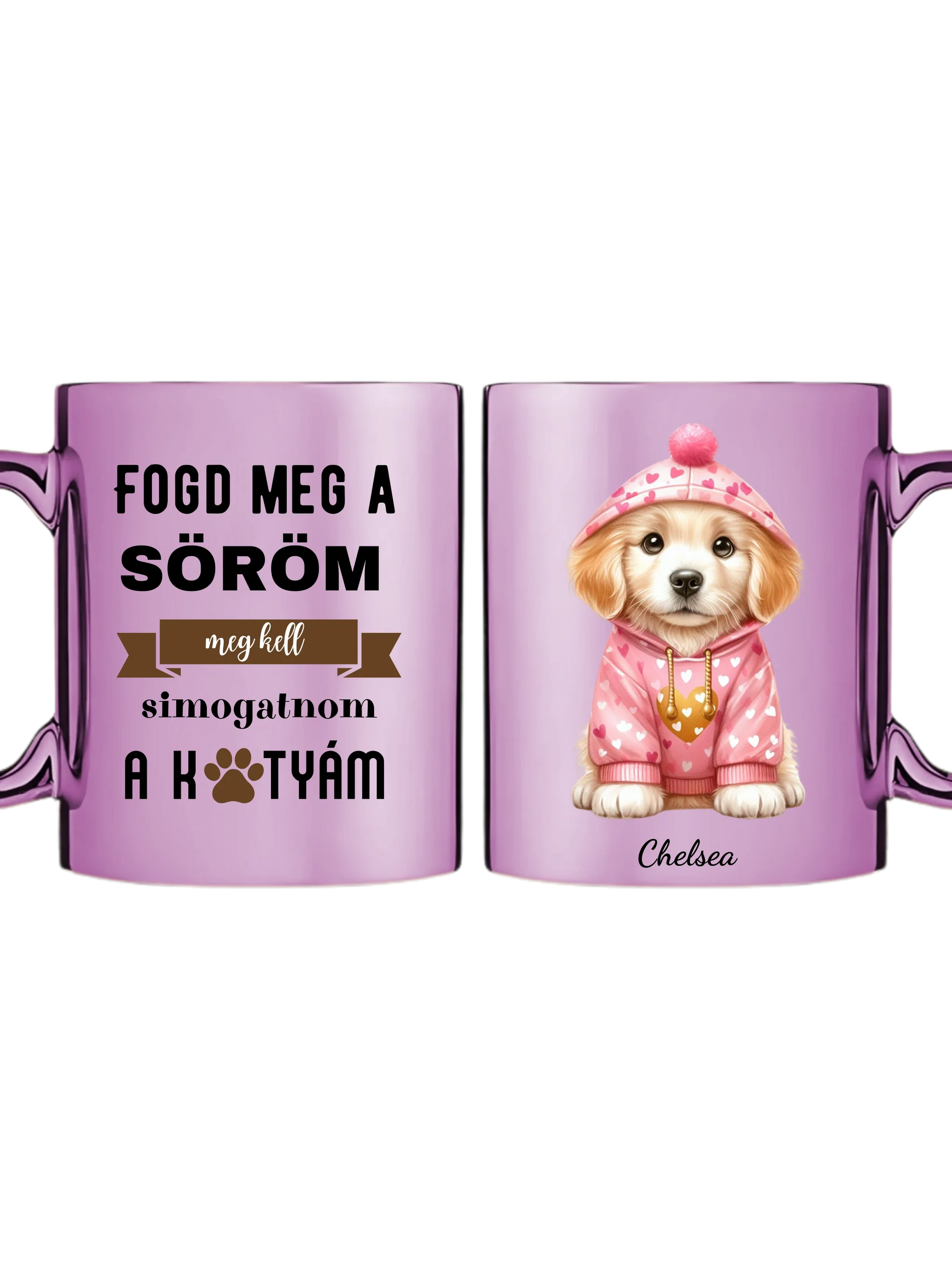 Rózsaszín metál bögre kettős