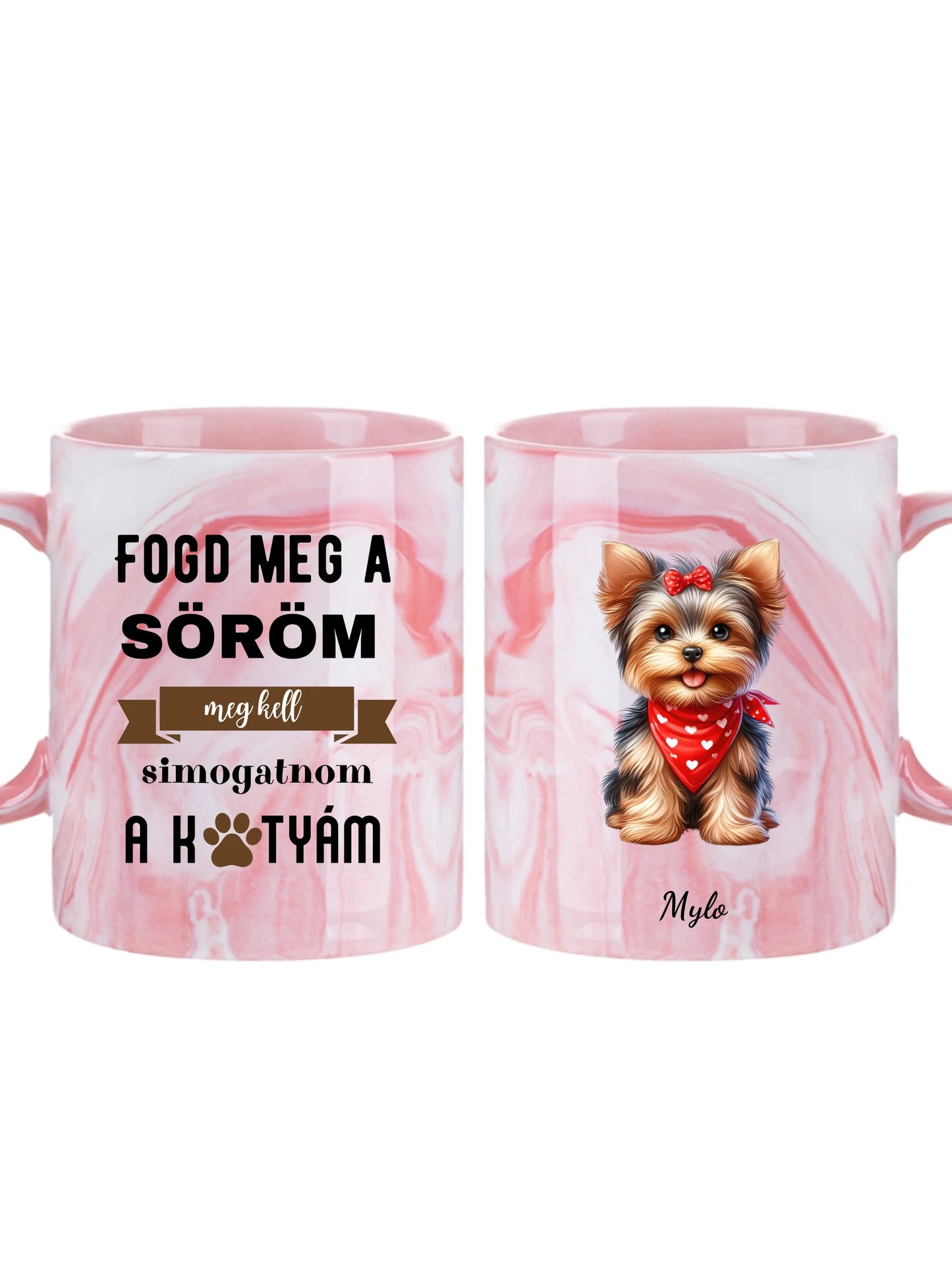 Cuki kutyusok piros kendővel - Egyedi személyre szabható bögre