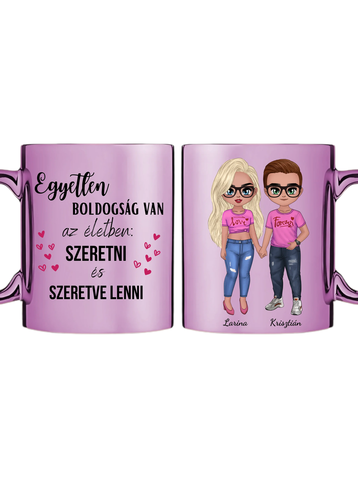 Rózsaszín metál bögre kettős