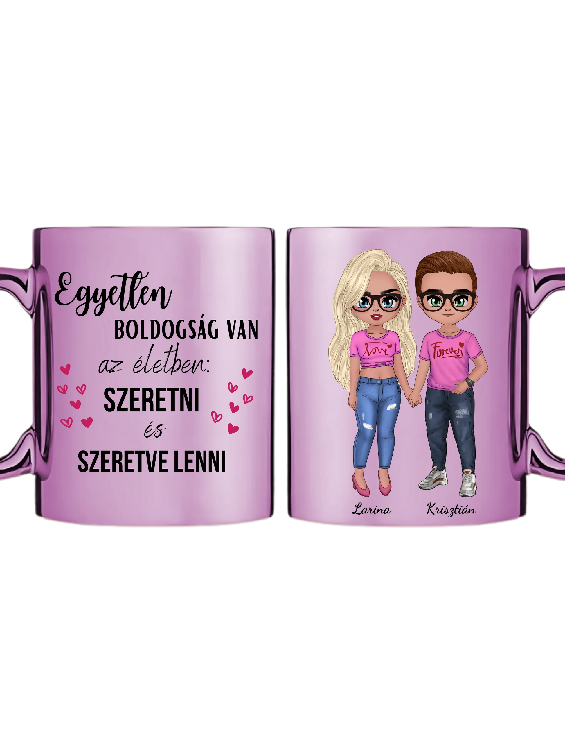 Rózsaszín metál bögre kettős