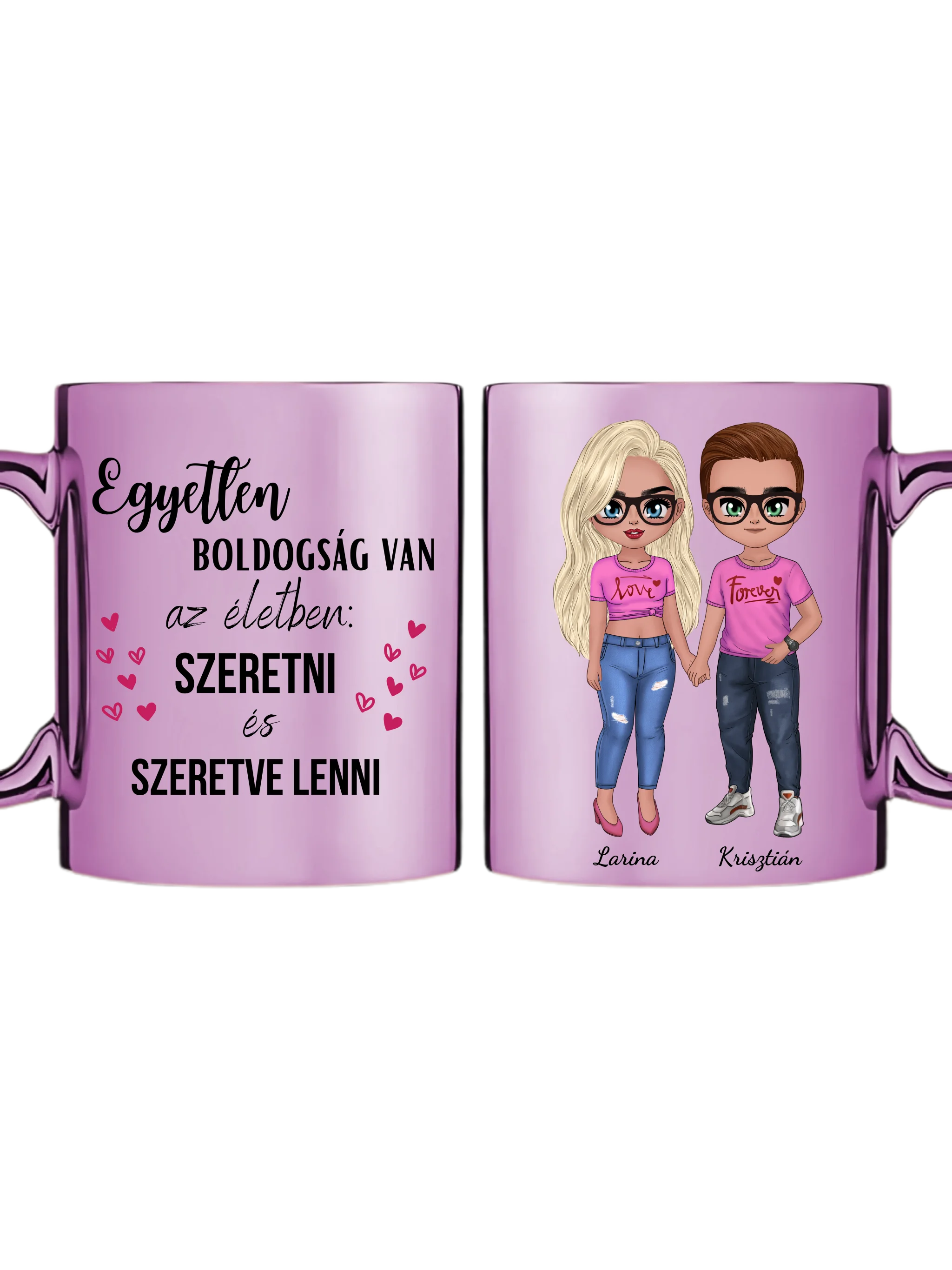 Rózsaszín metál bögre kettős