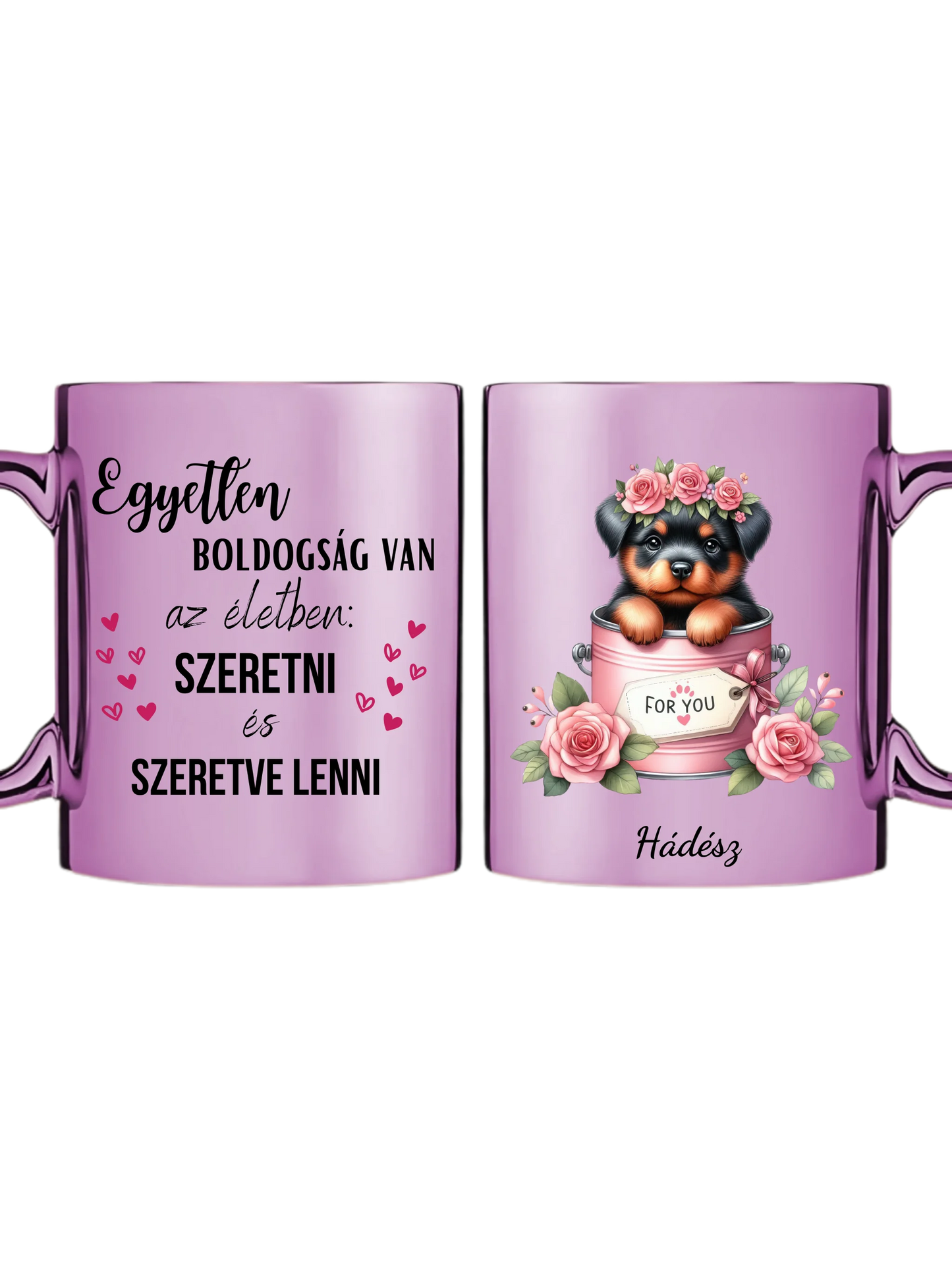 Rózsaszín metál bögre kettős