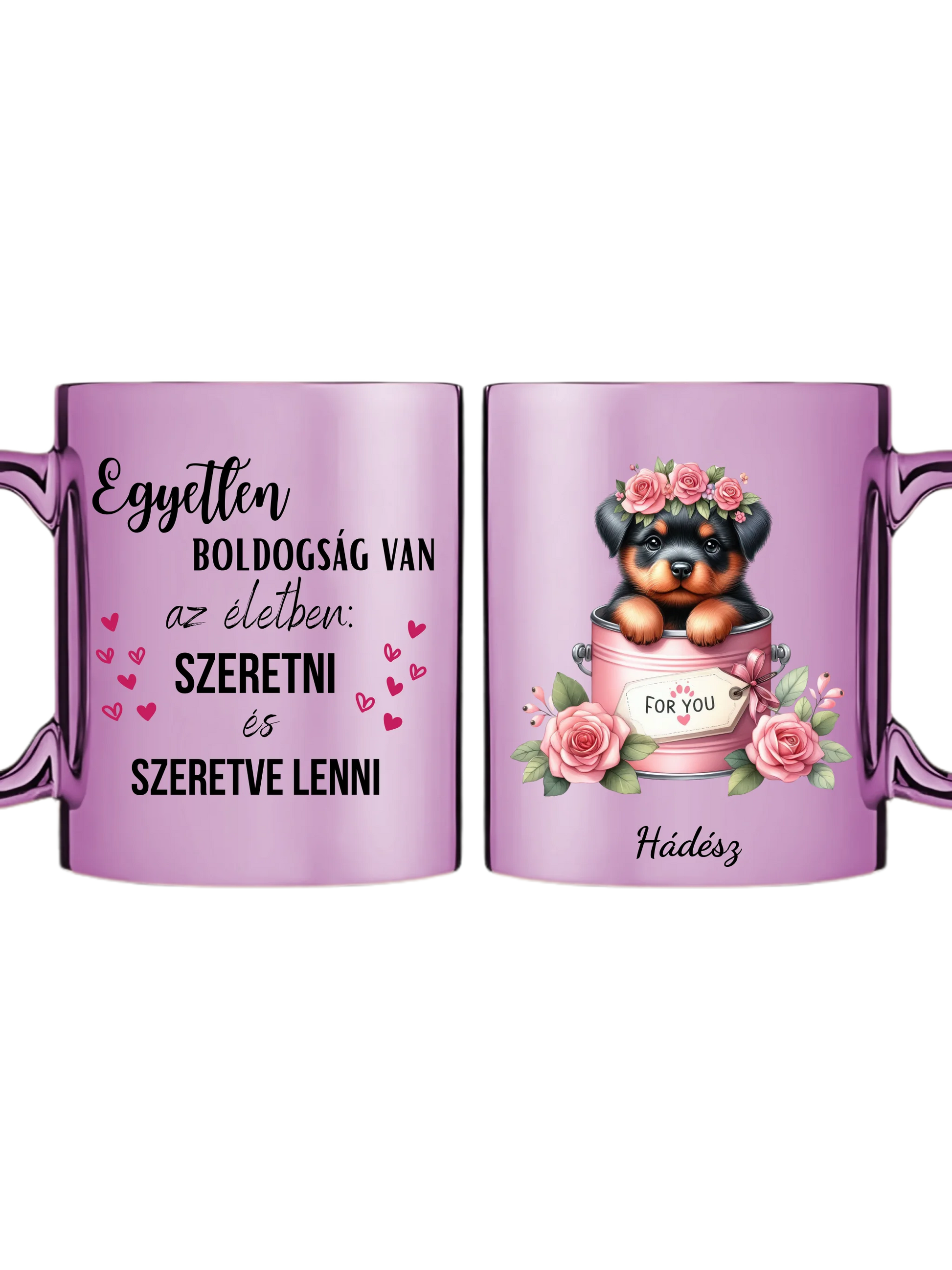 Rózsaszín metál bögre kettős