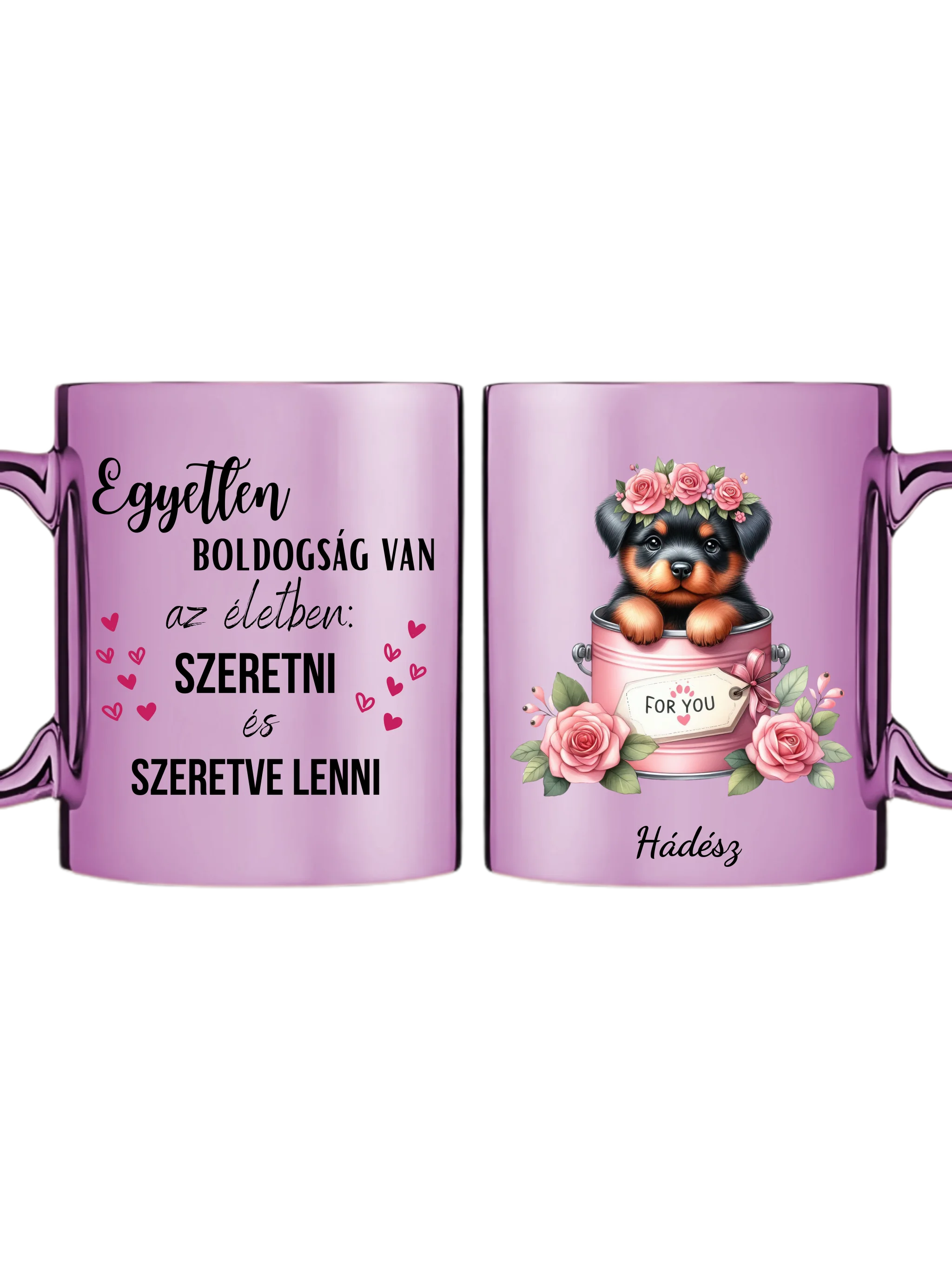 Rózsaszín metál bögre kettős