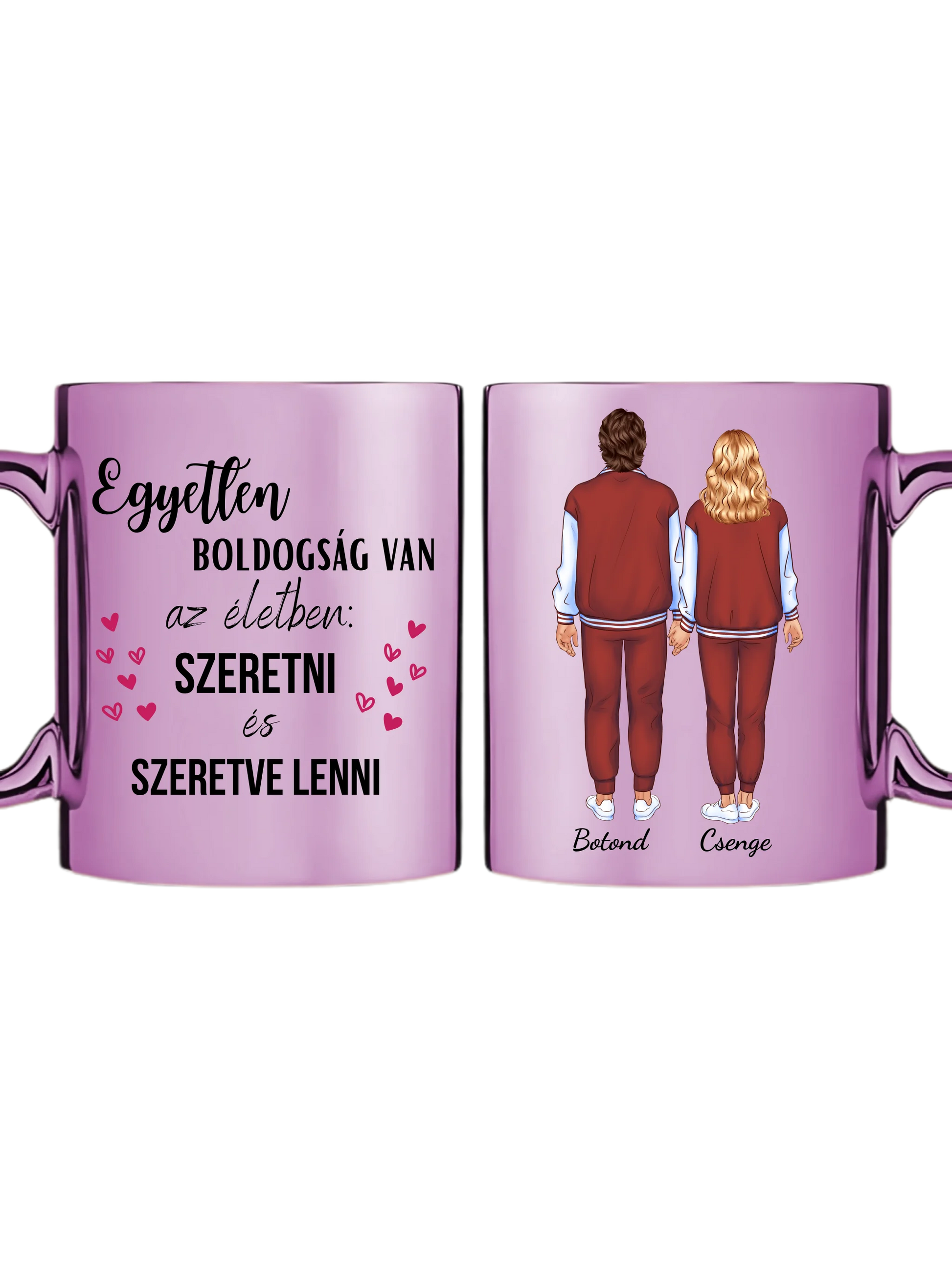 Rózsaszín metál bögre kettős