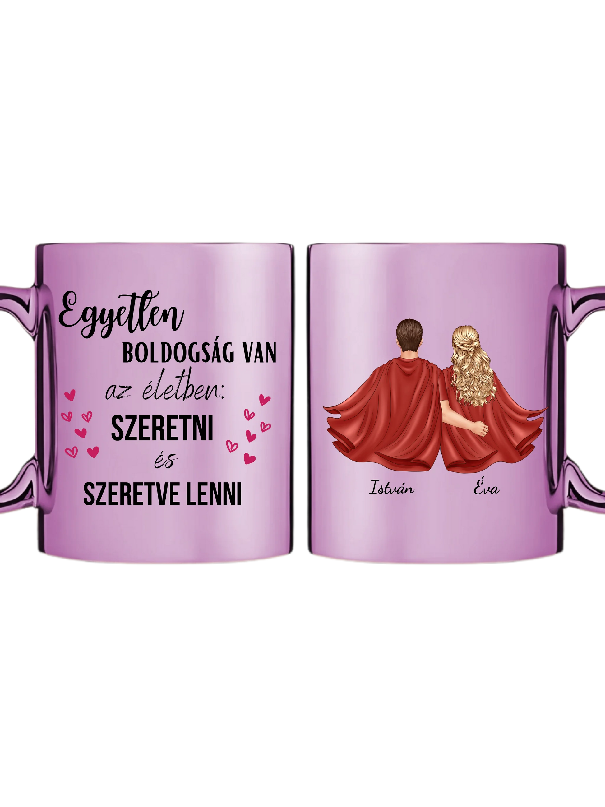 Rózsaszín metál bögre kettős